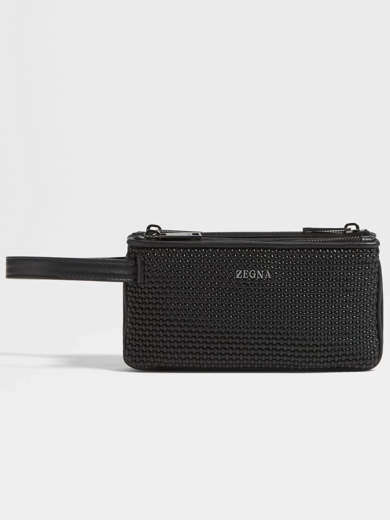 Online ZEGNA Bolso de Mano en Piel PELLETESSUTA™ con Cremallera Triple de Color Negro