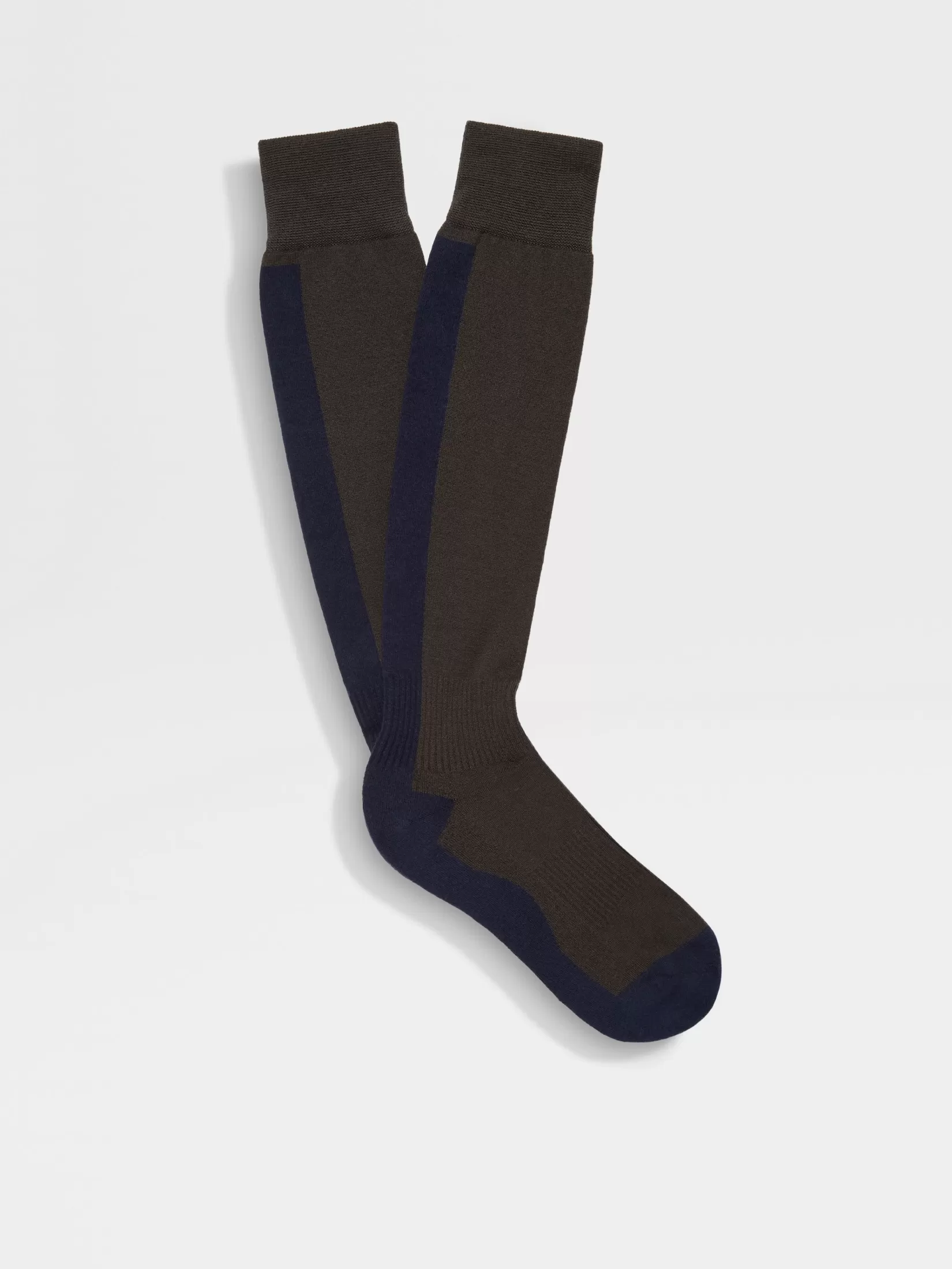 Hot ZEGNA Calcetines en Mezcla de Lana Techmerino™ Color Marrón y Azul Marrón/Azul