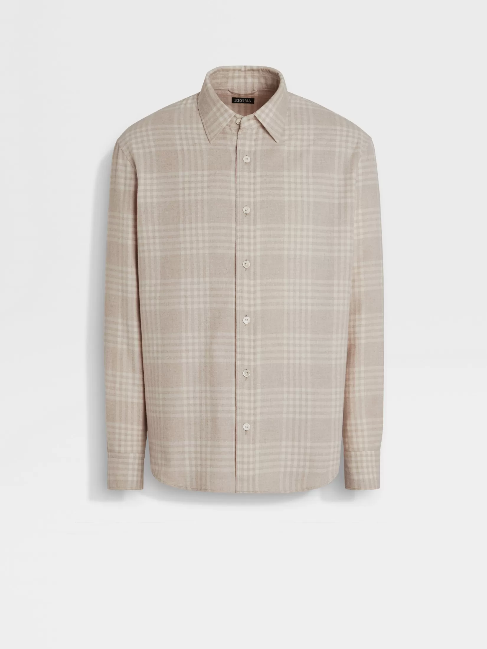 Cheap ZEGNA Camisa de Algodón Blanco/Pardoclaro