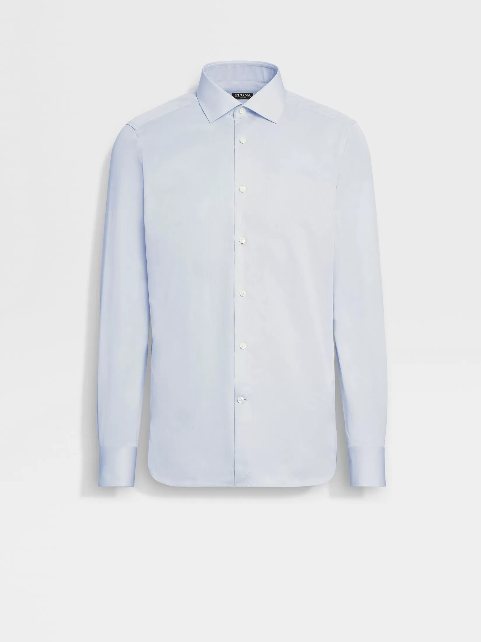 Best Sale ZEGNA Camisa de Algodón Trecapi con Rayas Pequeñas Estructuradas Azul Claro Azulclaro