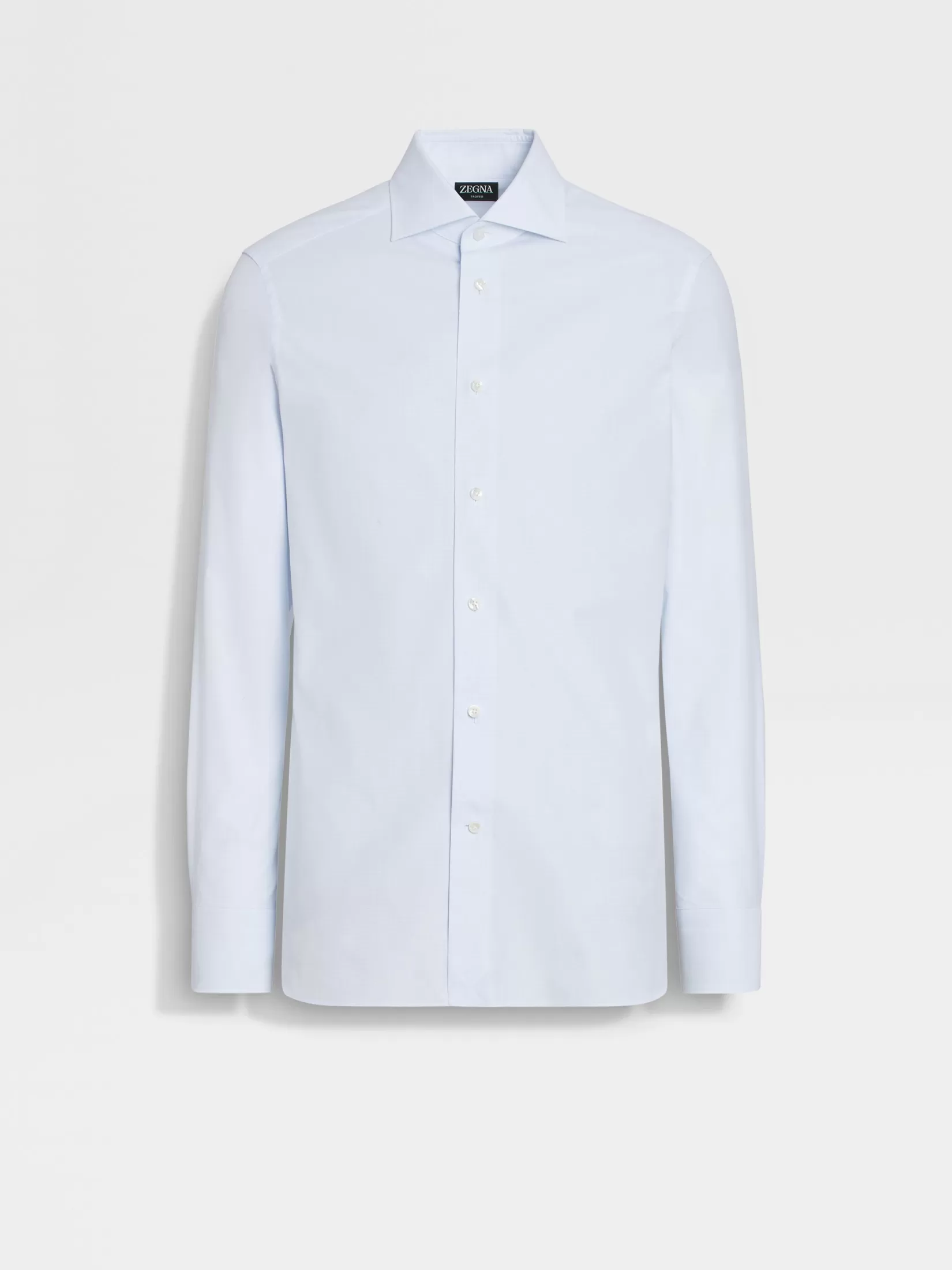 Best Sale ZEGNA Camisa de Algodón Trofeo™ con Cuadros Pequeños Color Azul Claro y Blanco Azulclaro/Blanco