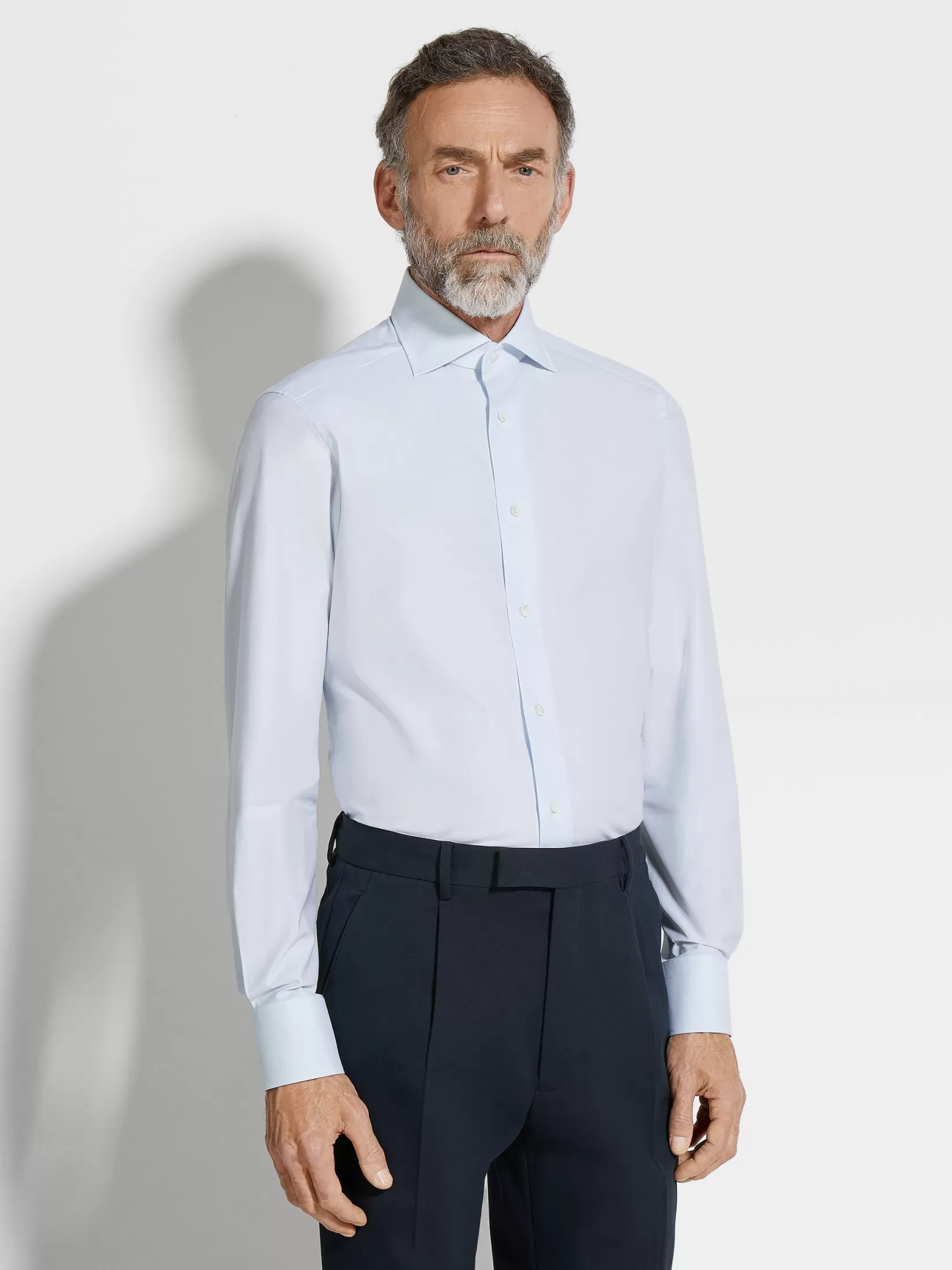 Best Sale ZEGNA Camisa de Algodón Trofeo™ con Cuadros Pequeños Color Azul Claro y Blanco Azulclaro/Blanco