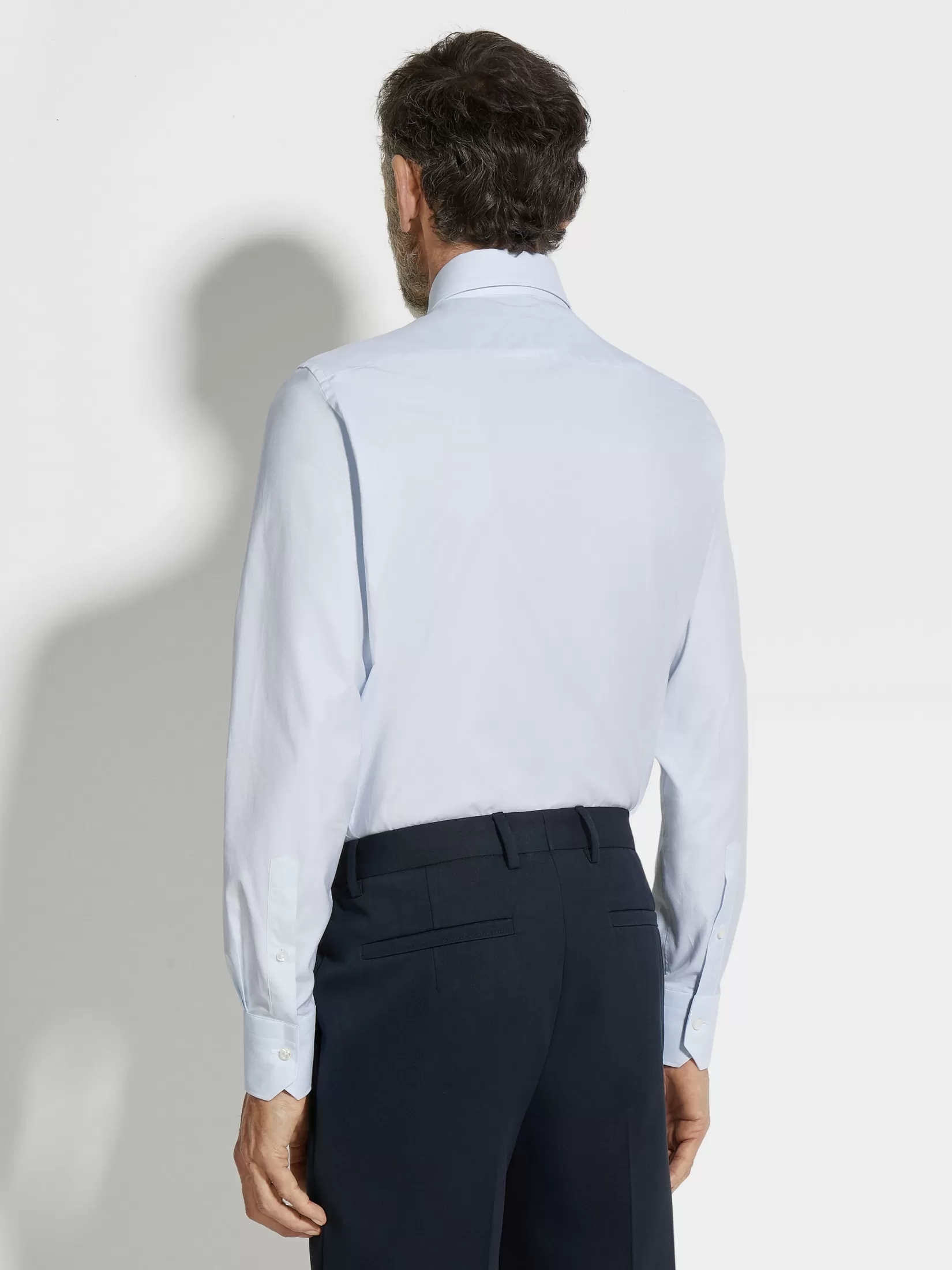 Best Sale ZEGNA Camisa de Algodón Trofeo™ con Cuadros Pequeños Color Azul Claro y Blanco Azulclaro/Blanco