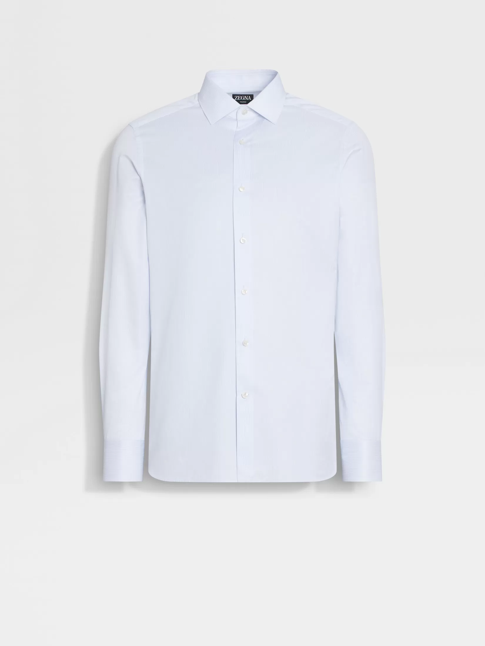 Hot ZEGNA Camisa de Algodón Trofeo™ con Rayas Pequeñas Color Blanco y Azul Claro Blanco/Azulclaro
