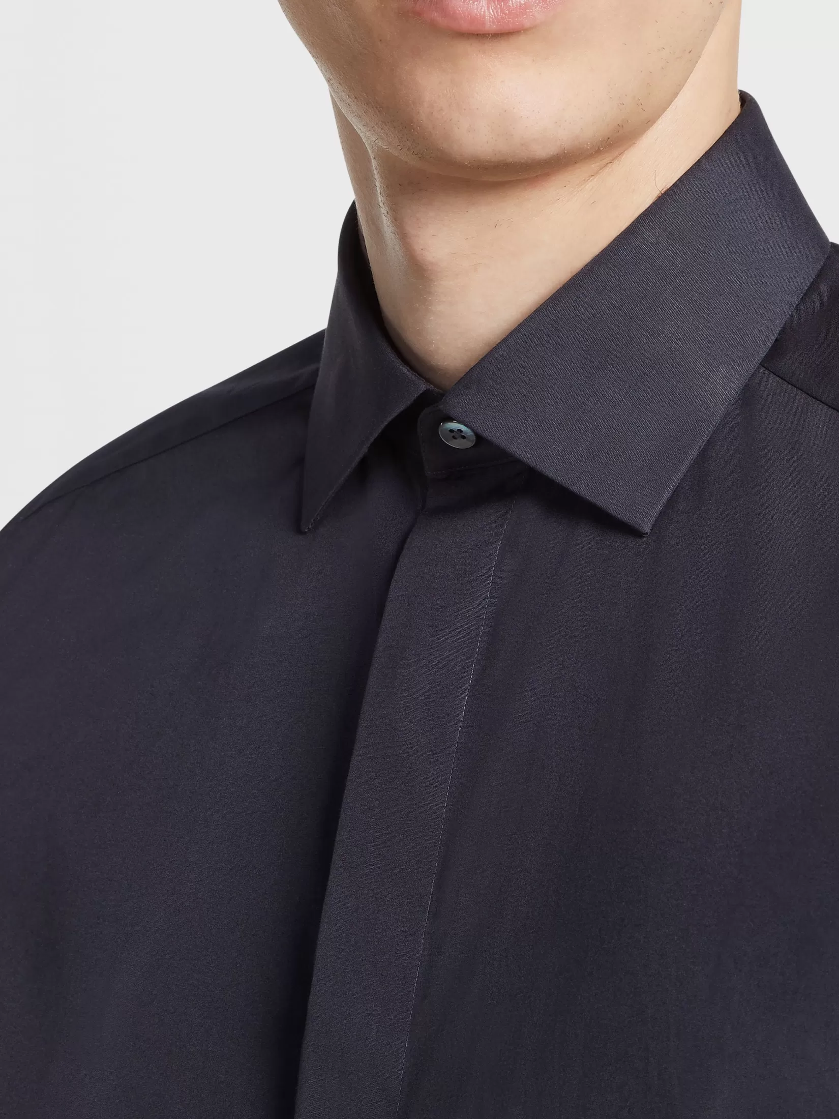 Hot ZEGNA Camisa de Fiesta en Trofeo™ Silk Color Azul Marino Azulmarino