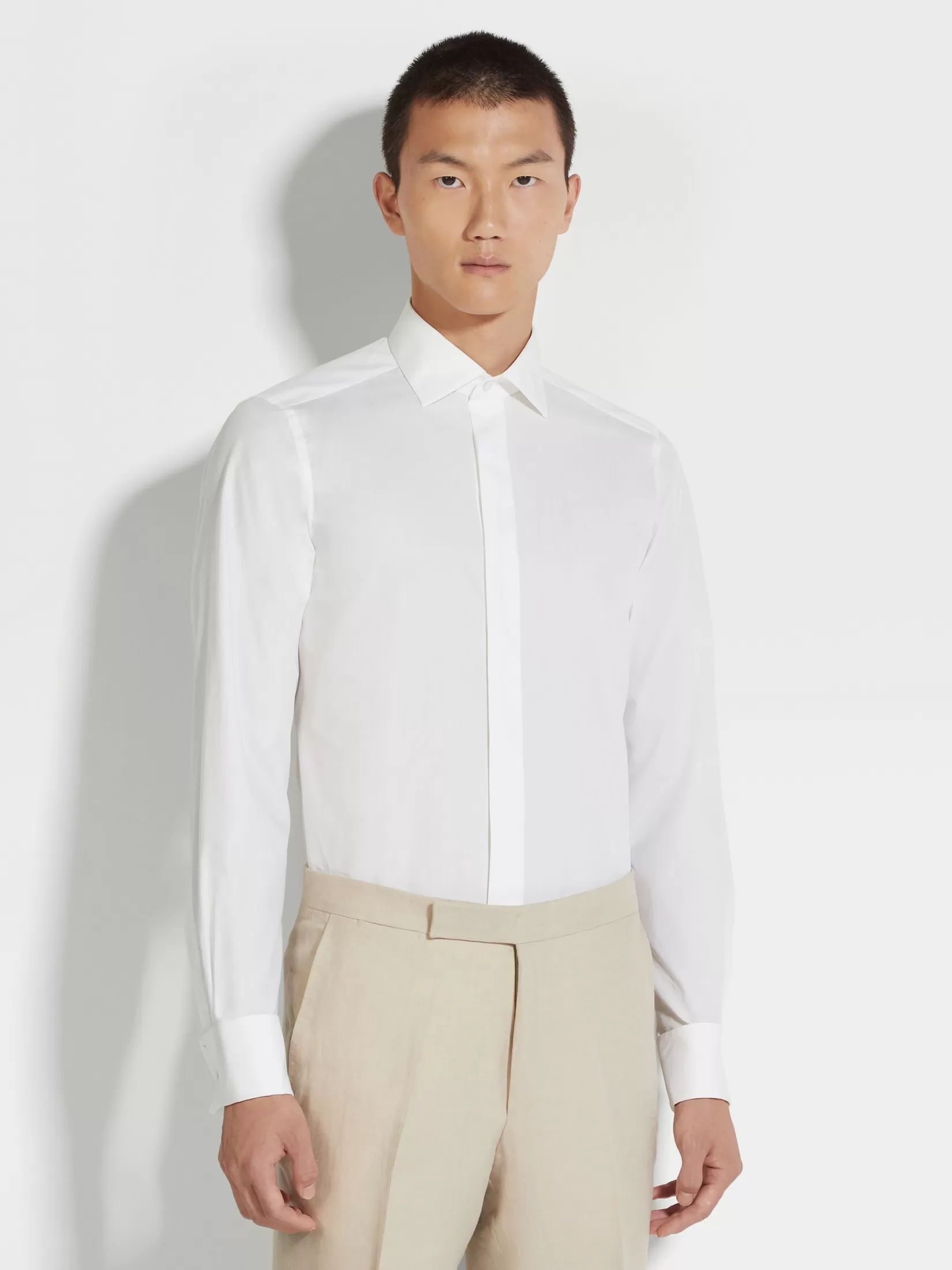Best Sale ZEGNA Camisa de Fiesta en Trofeo™ Silk Color Blanco