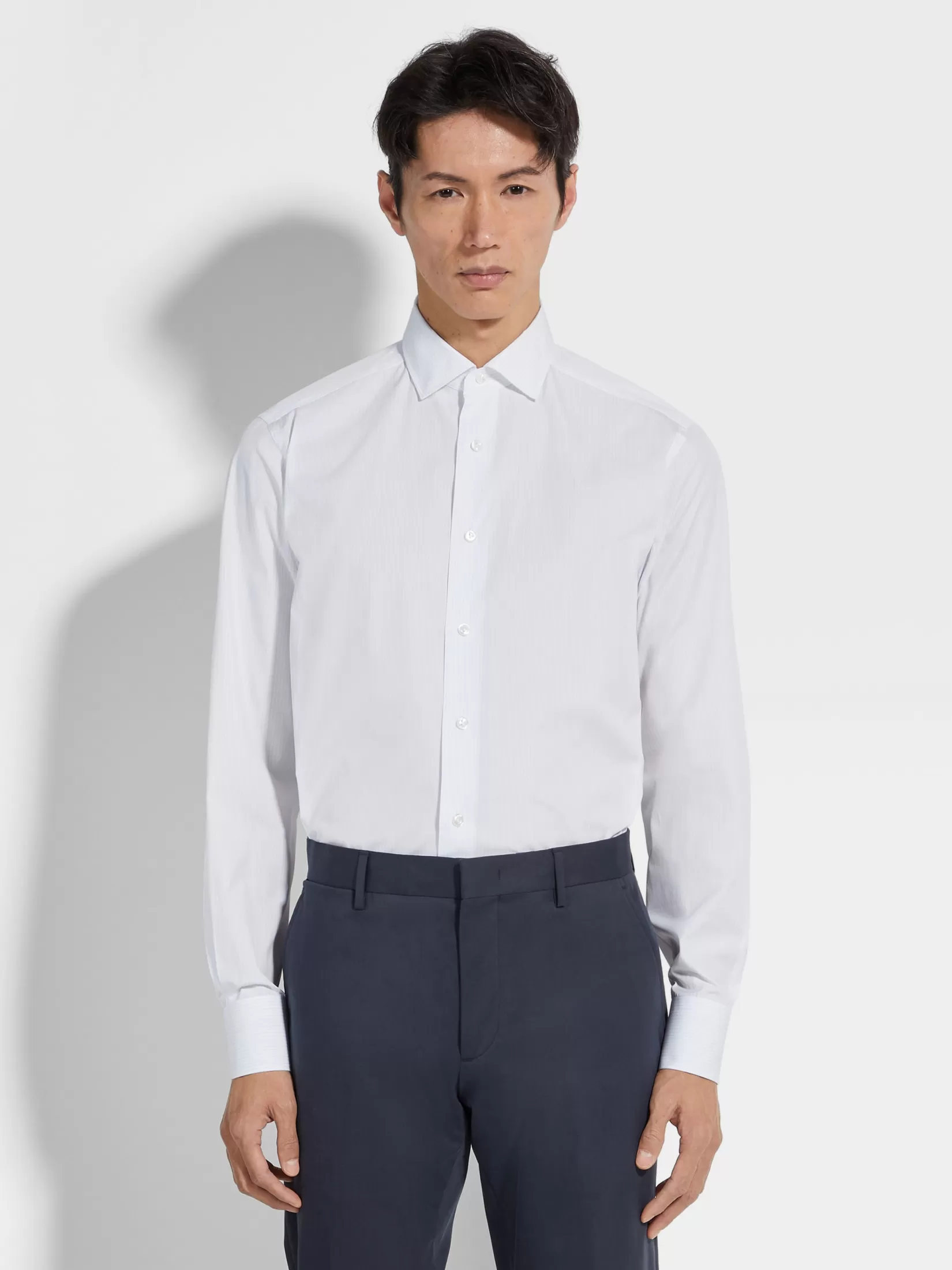 Outlet ZEGNA Camisa en Algodón Centoventimila a Rayas Color Blanco y Azul Claro Blanco/Azulclaro