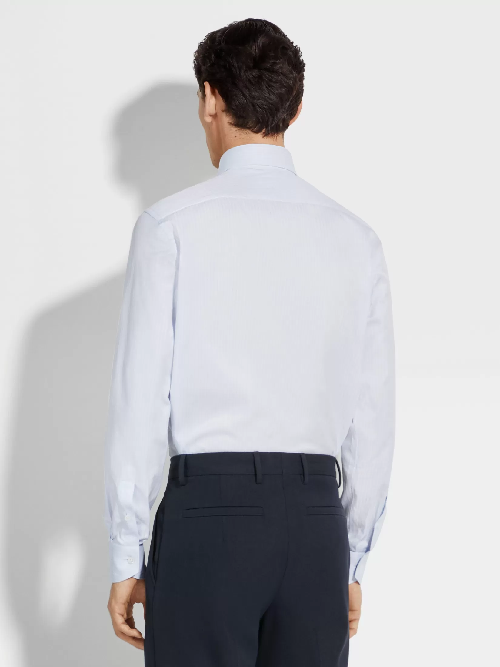 Cheap ZEGNA Camisa en Algodón Centoventimila con Rayas Estructuradas Color Azul Claro Azulclaro