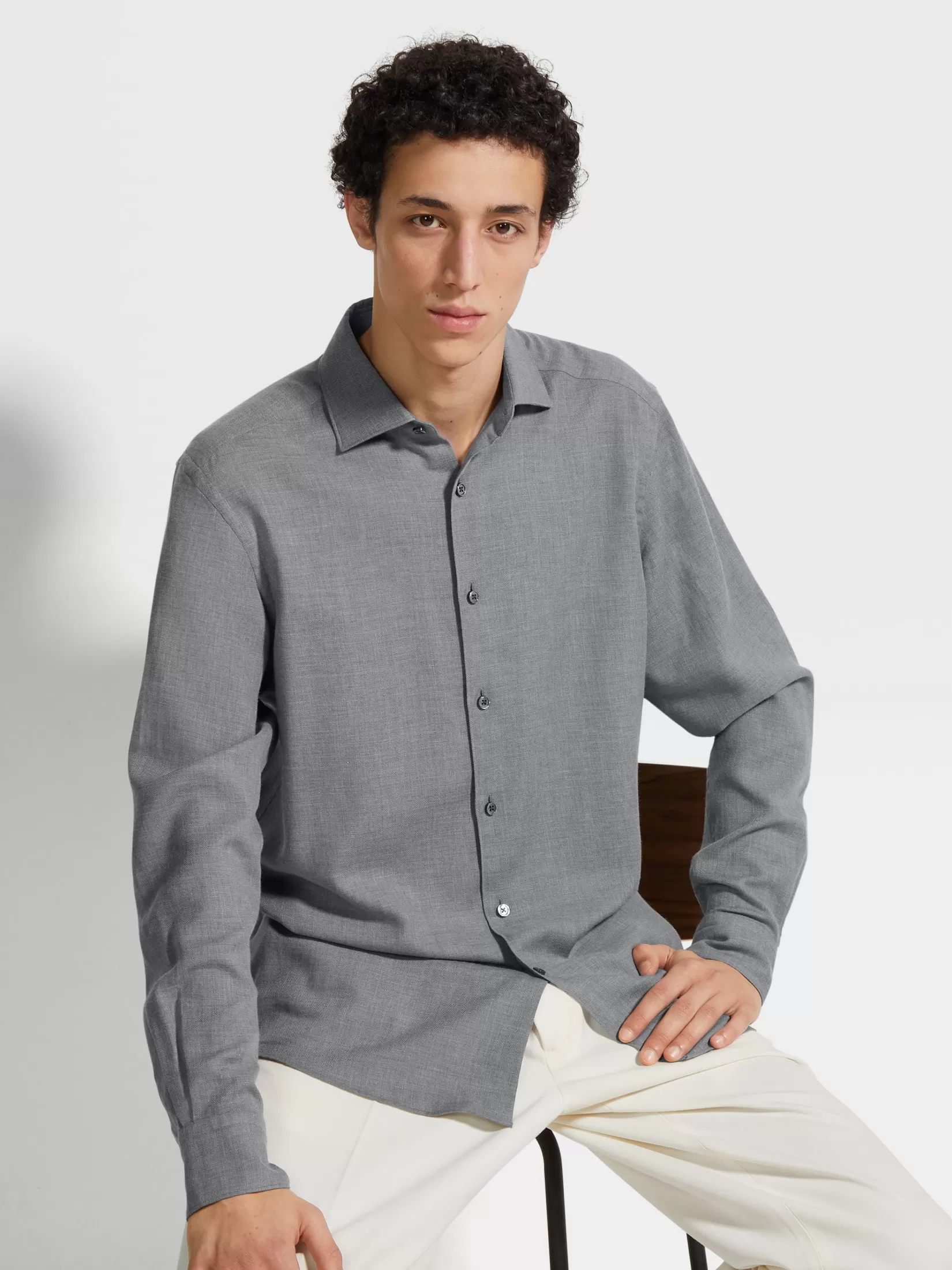 Discount ZEGNA Camisa en Cashco Grismixto