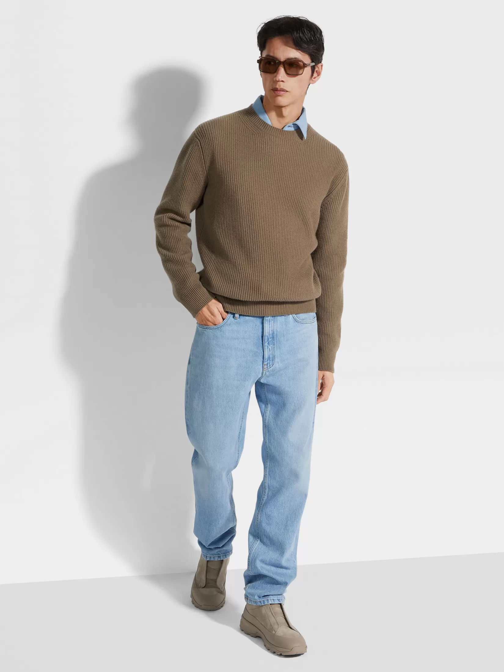 Online ZEGNA Camisa Vaquera en Algodón Descolorida Azulclaro