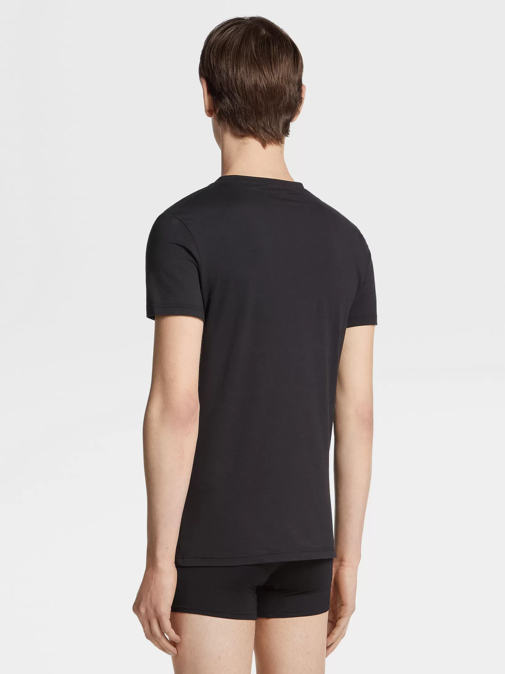 Sale ZEGNA Camiseta de Algodón Elástico Color Negro
