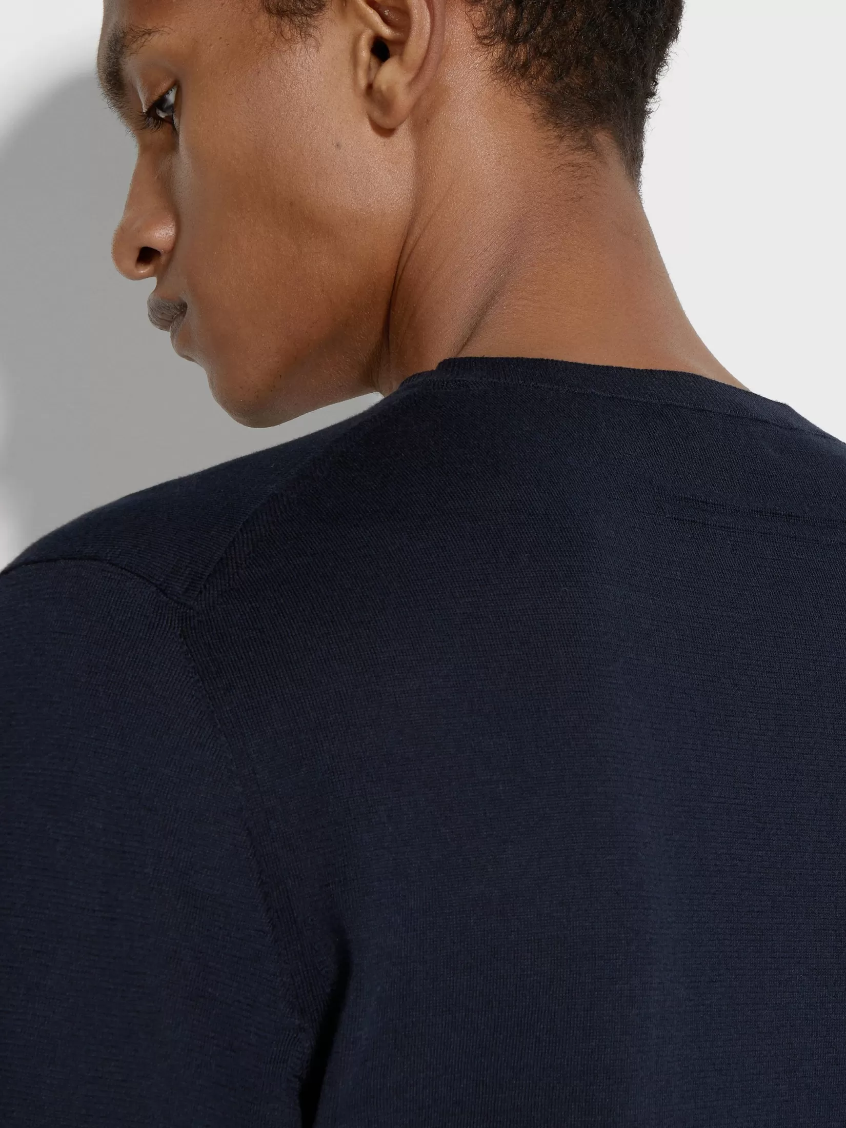 Sale ZEGNA Camiseta de Cuello Redondo en Premium Cotton Color Azul Marino Azulmarino