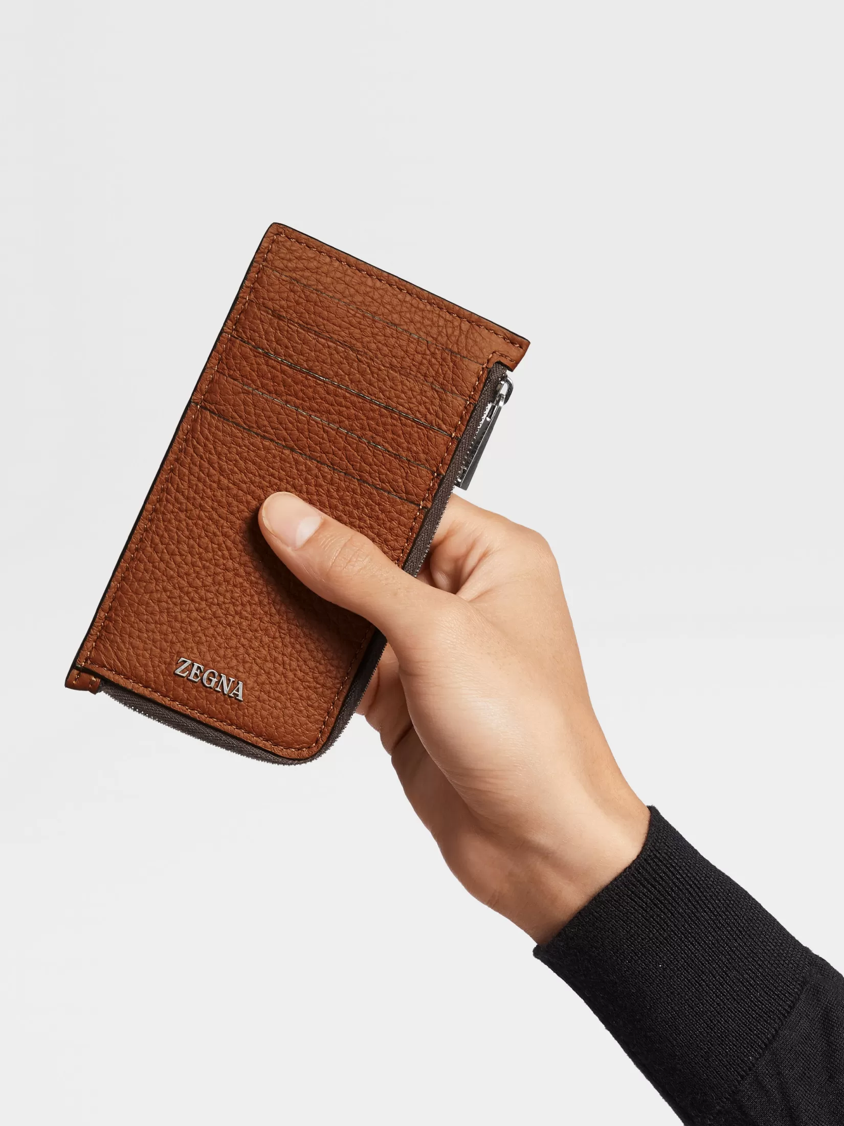 Outlet ZEGNA Cartera en Piel de Ciervo Color Foliage