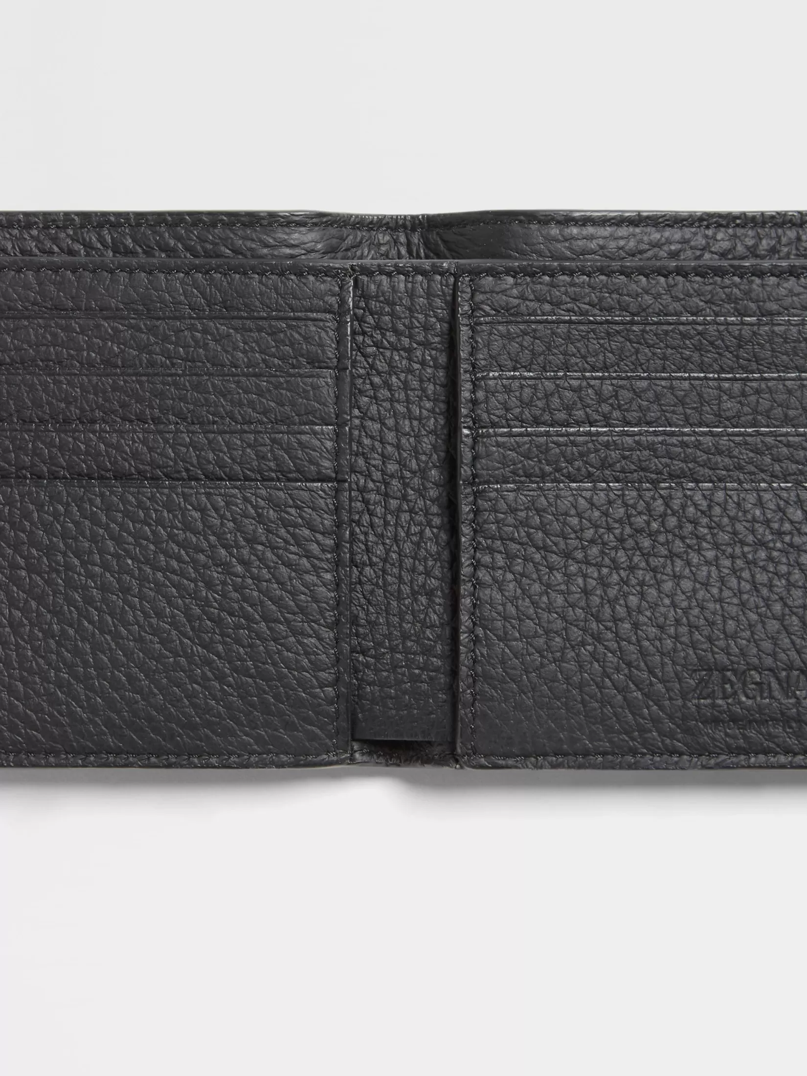 Best ZEGNA Cartera Plegable en Piel de Ciervo de Color Negro