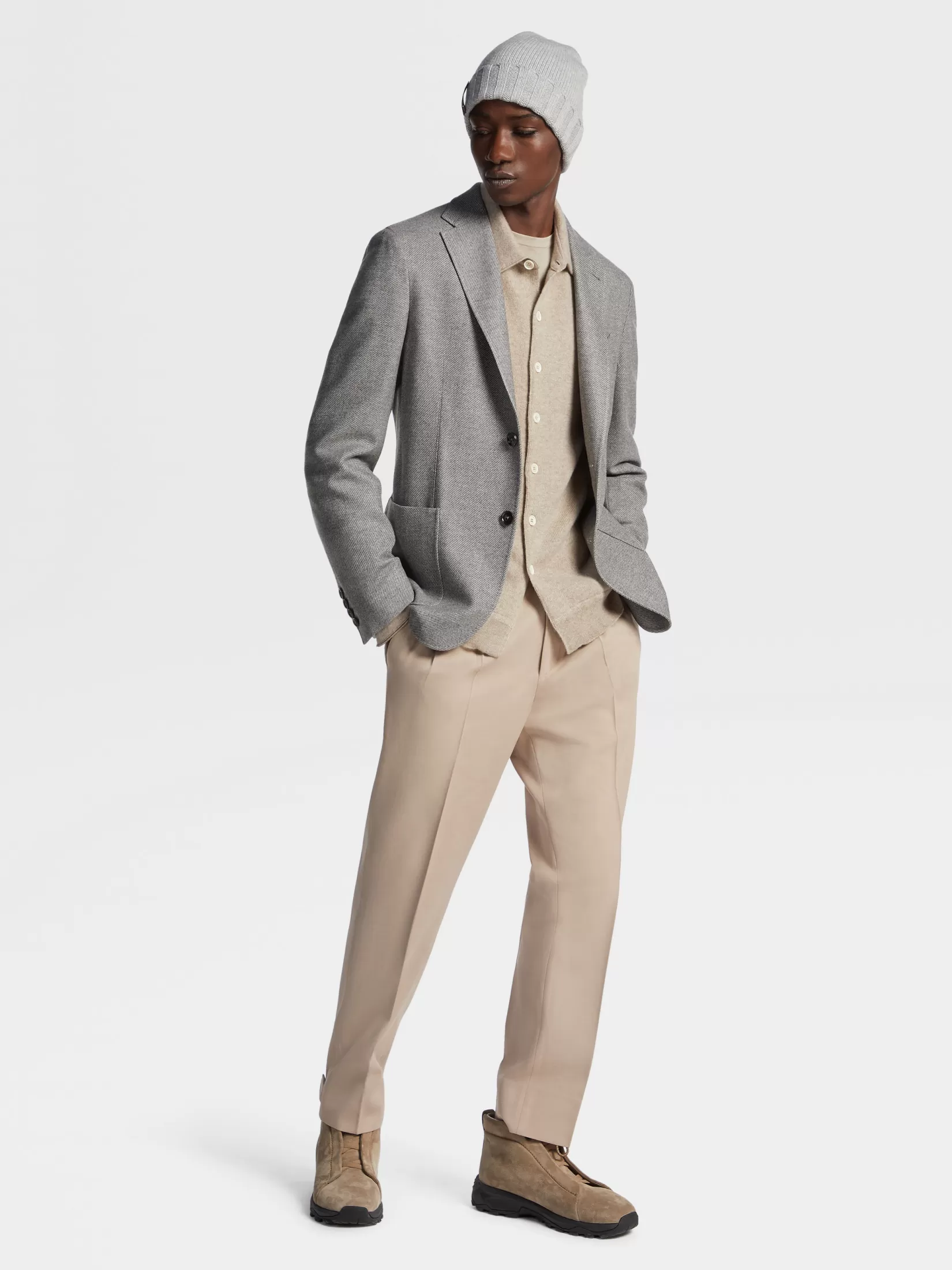 Online ZEGNA Chaqueta Camisera en Trofeo™ Cashmere Gris Mixto Grismixto