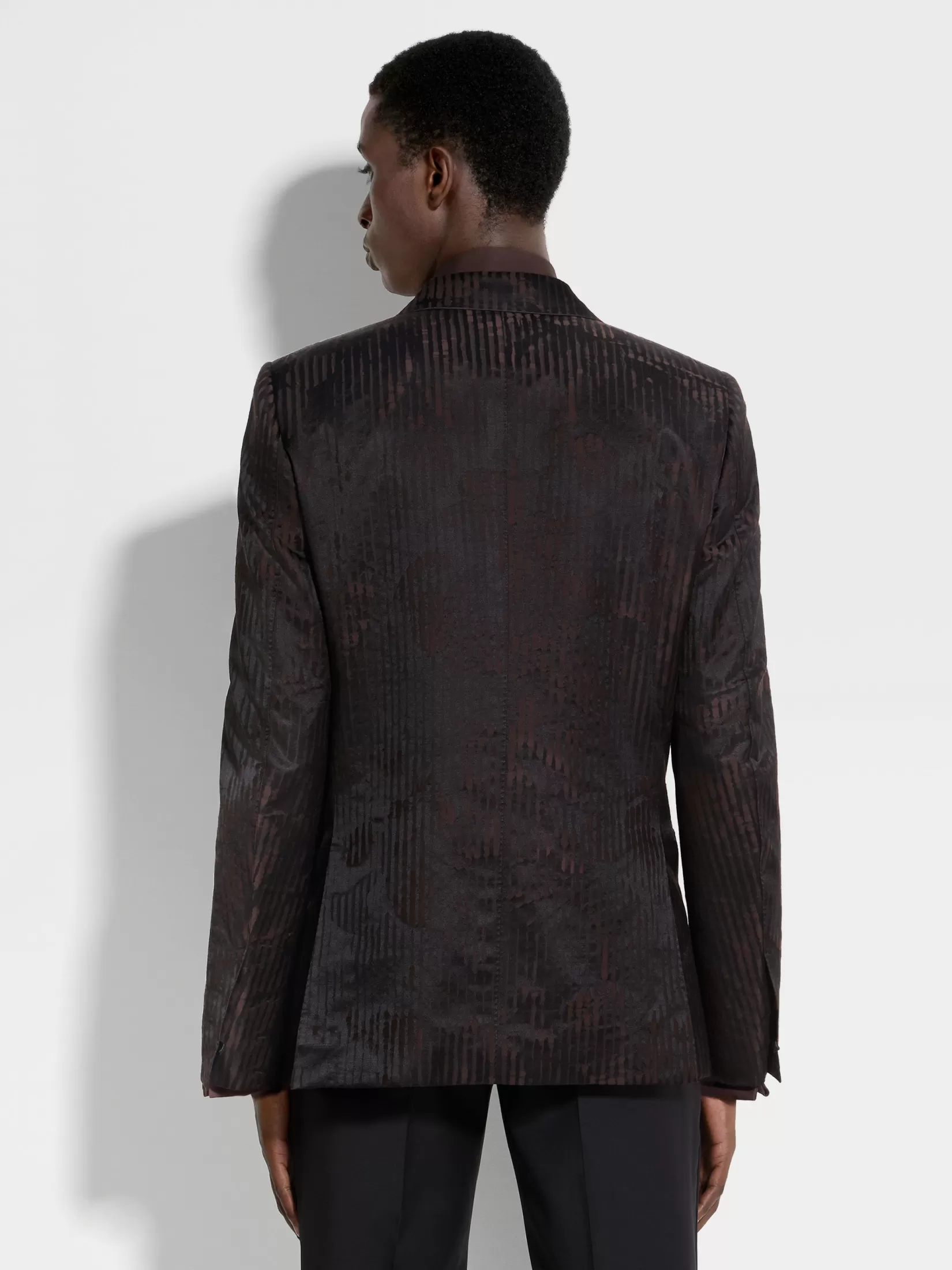 New ZEGNA Chaqueta de Fiesta en Lana y Seda Marrón Oscuro y Negro Marrónoscuro/Negro