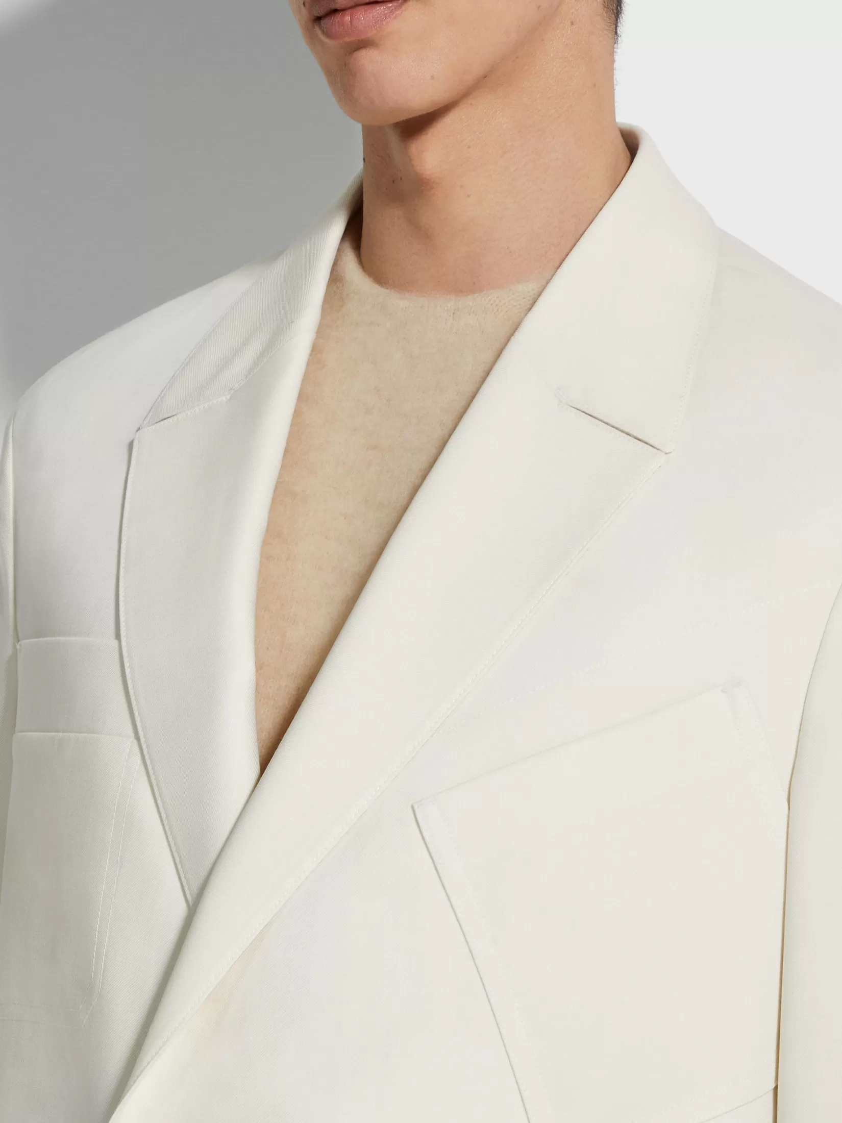 Cheap ZEGNA Chaqueta de Lana Color Blanco