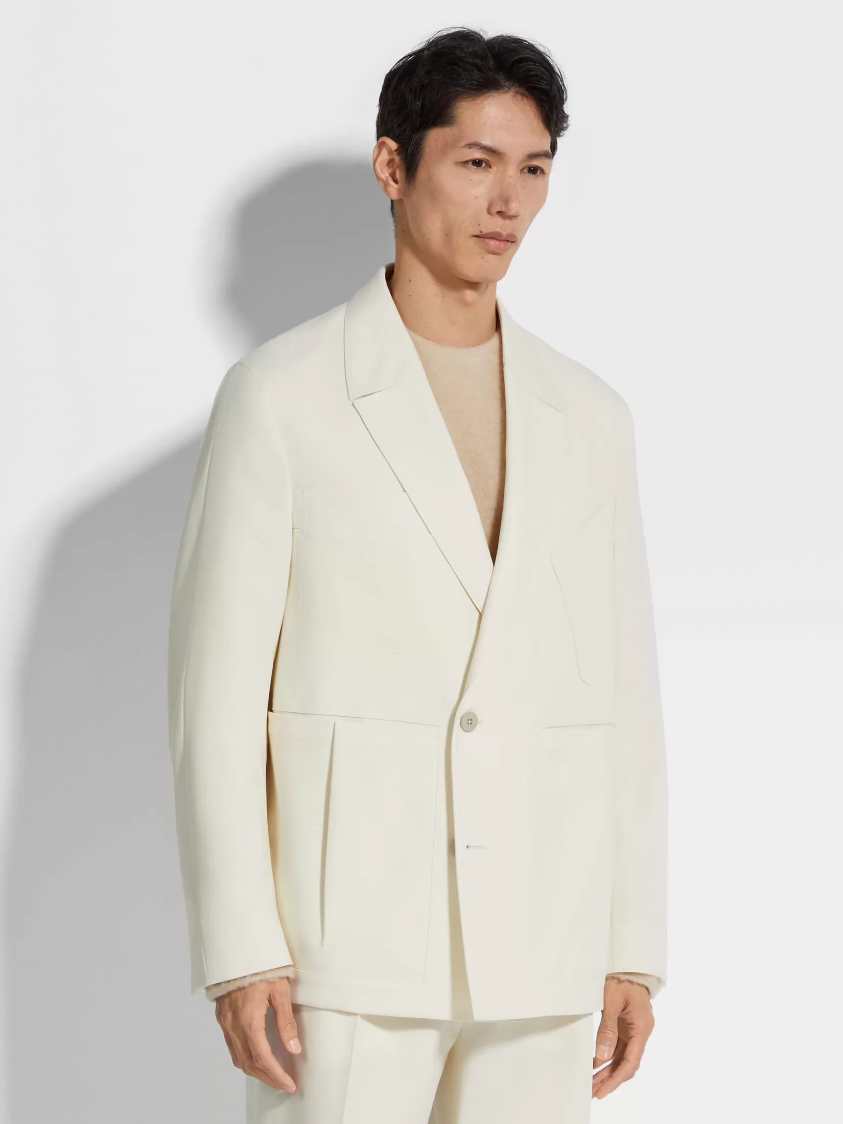 Cheap ZEGNA Chaqueta de Lana Color Blanco