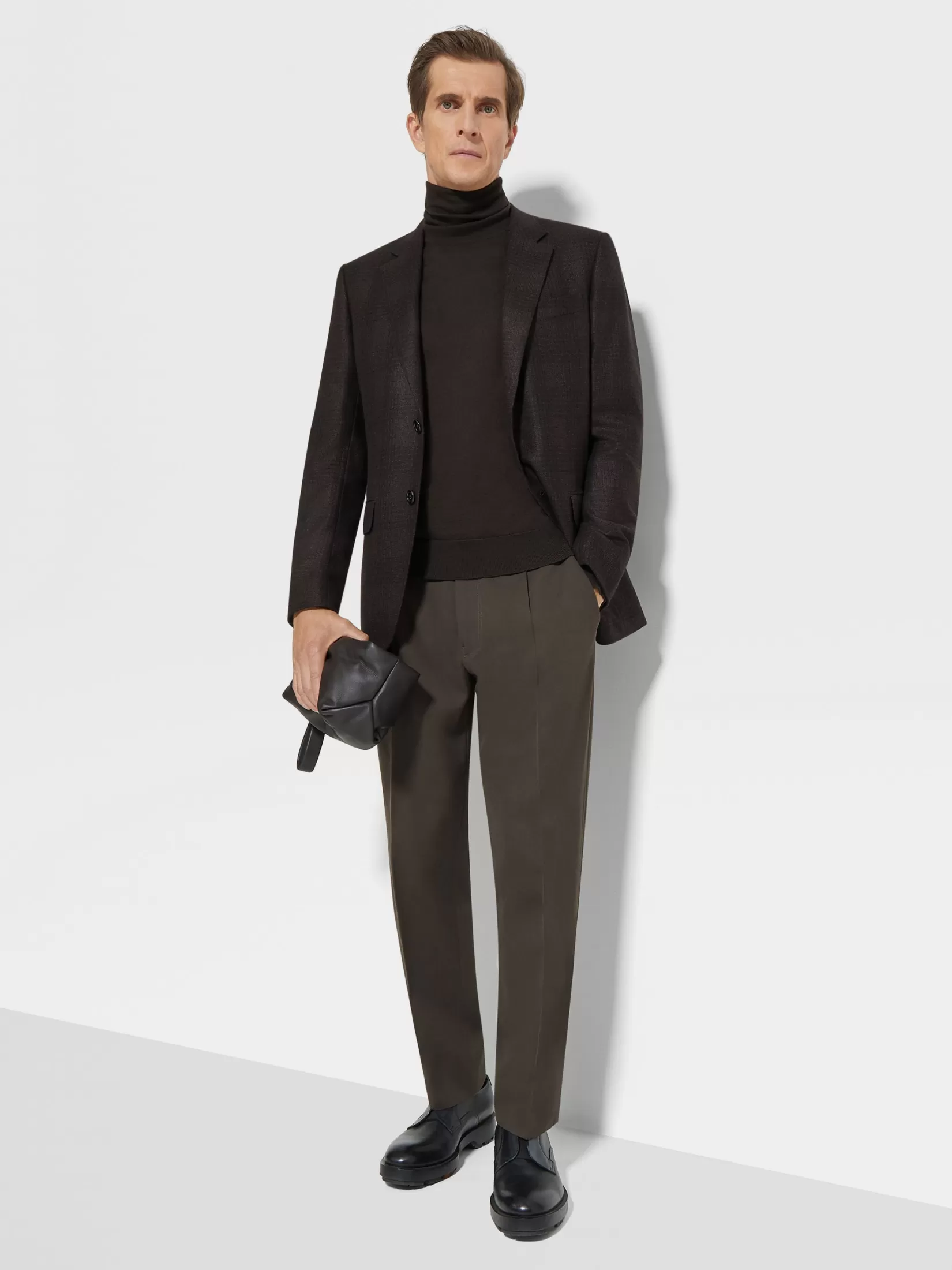 Fashion ZEGNA Chaqueta de Seda y Cachemira en Marrón Oscuro y Marrón Marrónoscuro/Marrón