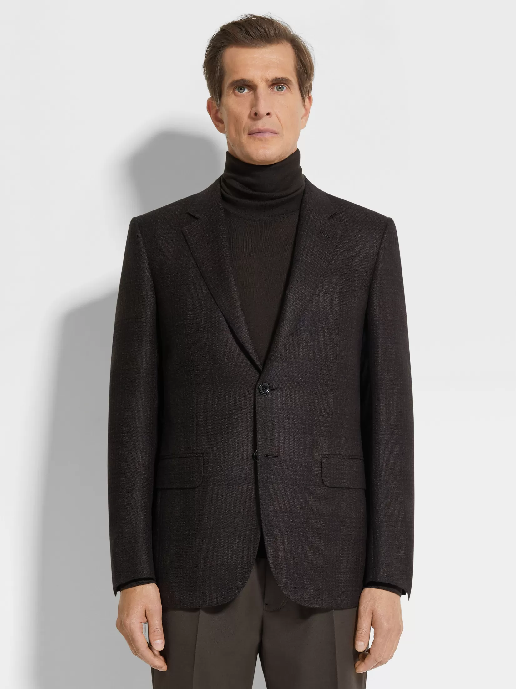 Fashion ZEGNA Chaqueta de Seda y Cachemira en Marrón Oscuro y Marrón Marrónoscuro/Marrón