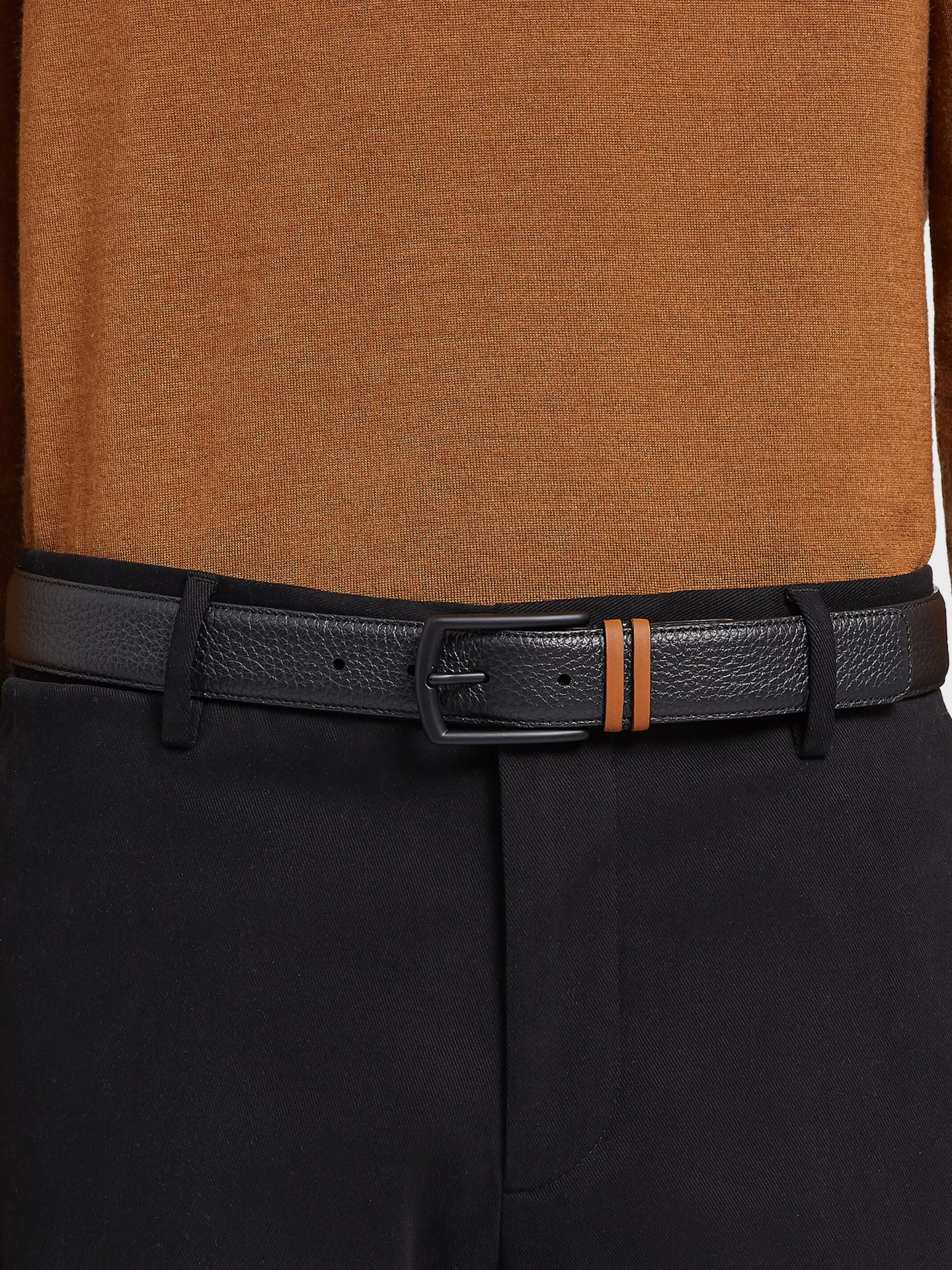 Hot ZEGNA Cinturón de Piel Color Negro