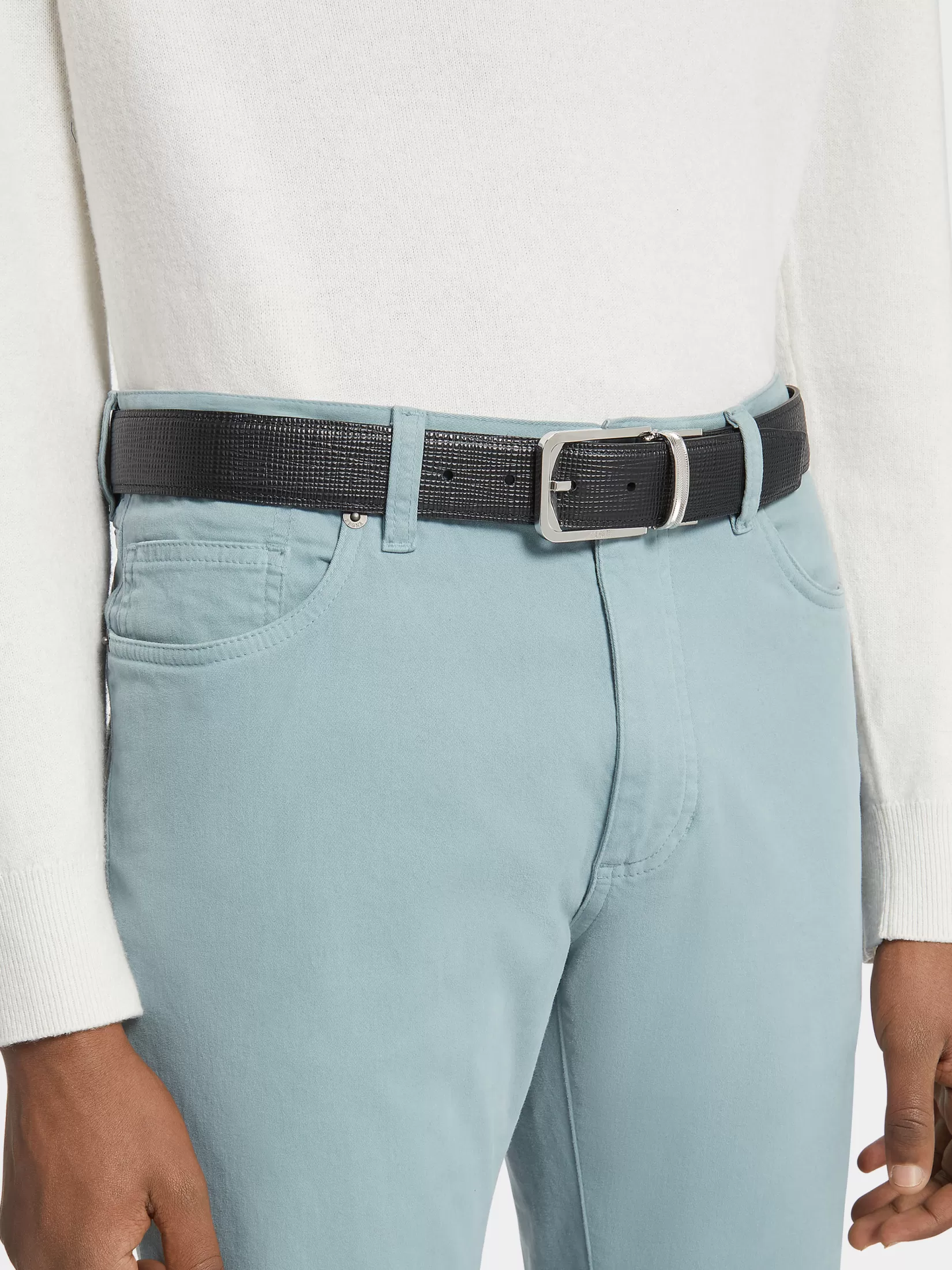 Cheap ZEGNA Cinturón de Piel Reversible Color Negro