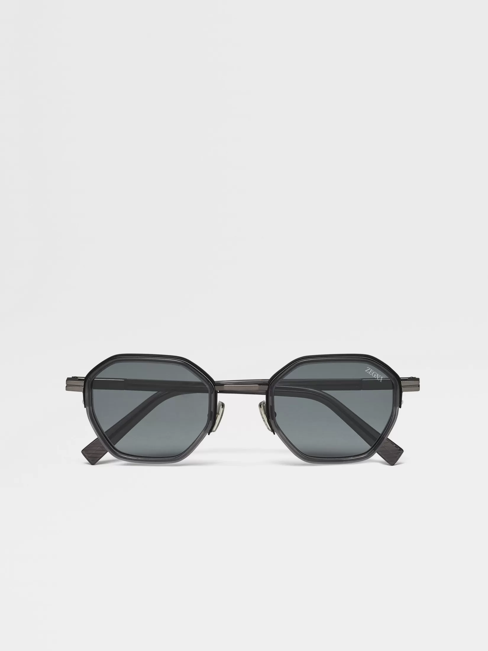 Cheap ZEGNA Gafas de Sol en Acetato y Metal Color Gris Transparente Gristransparente