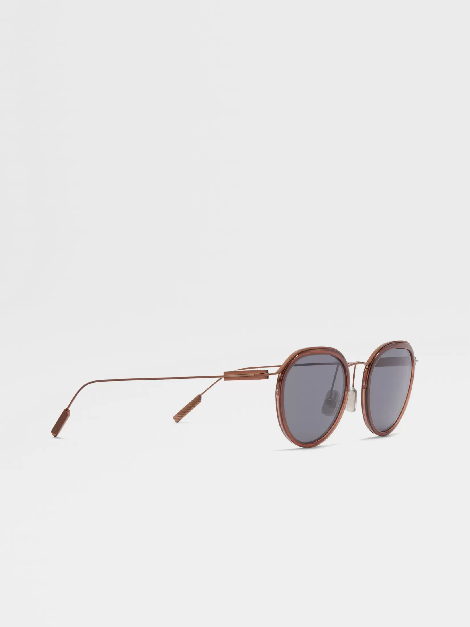 Outlet ZEGNA Gafas de Sol en Acetato y Metal Color Marrón Transparente Marróntransparente