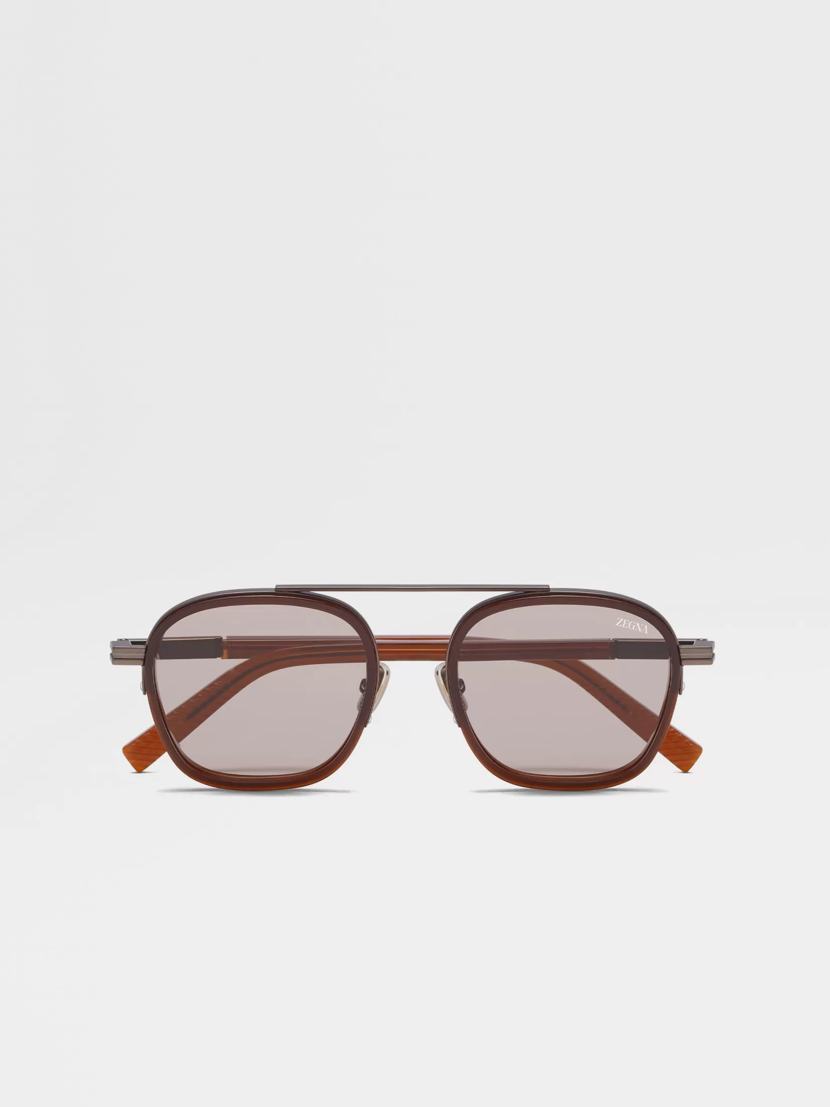 Outlet ZEGNA Gafas de Sol Orizzonte I en Acetato y Metal Color Foliage Oscuro Foliageoscuro