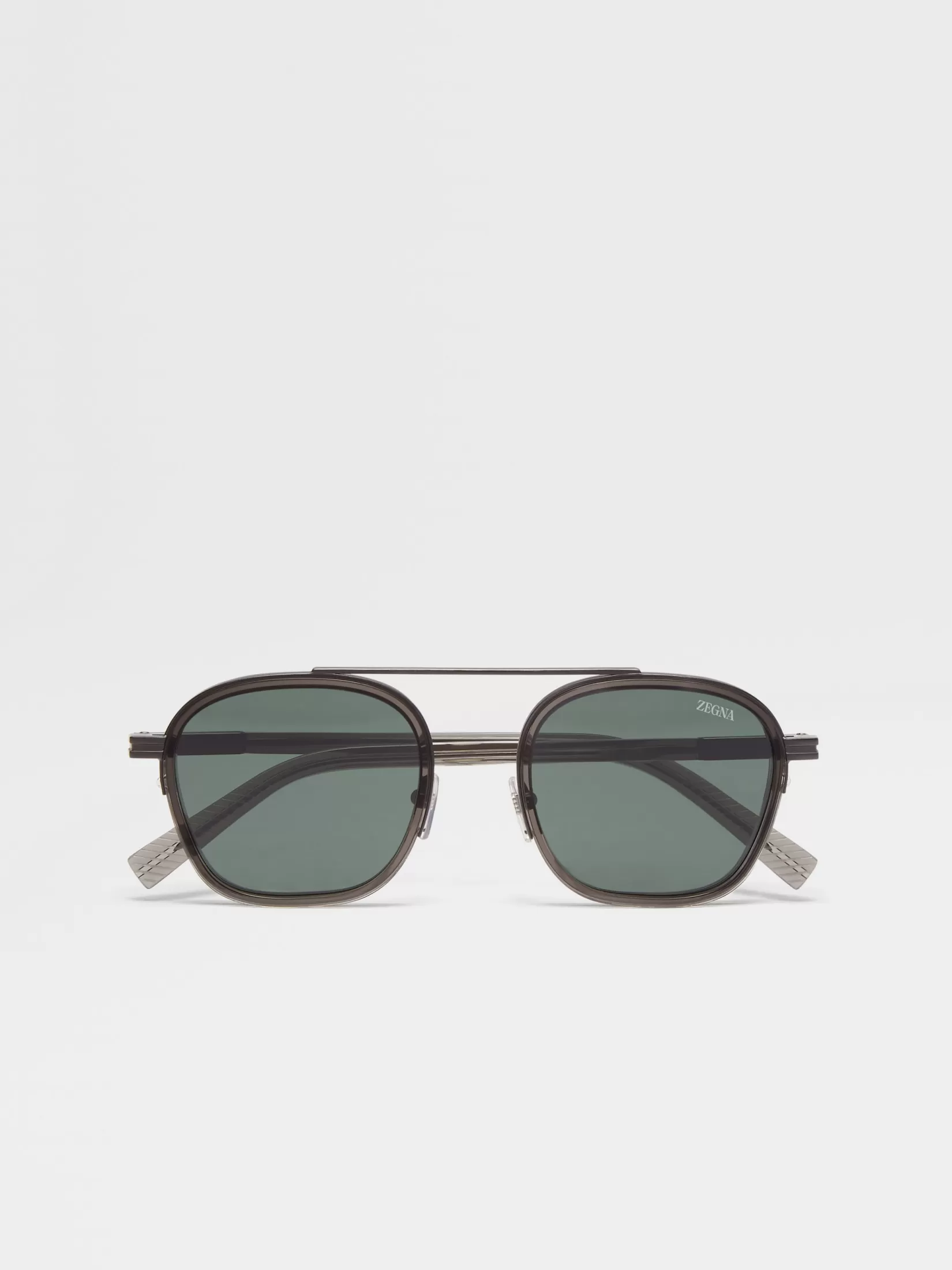 Store ZEGNA Gafas de Sol Orizzonte I en Acetato y Metal Color Gris Oscuro Transparente Grisoscurotransparente