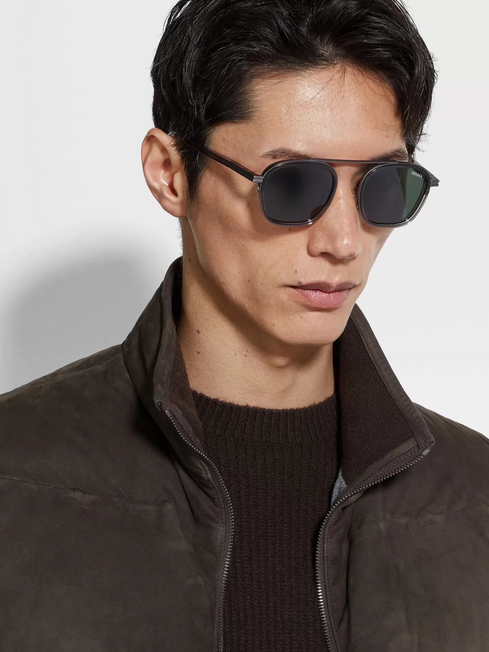 Store ZEGNA Gafas de Sol Orizzonte I en Acetato y Metal Color Gris Oscuro Transparente Grisoscurotransparente