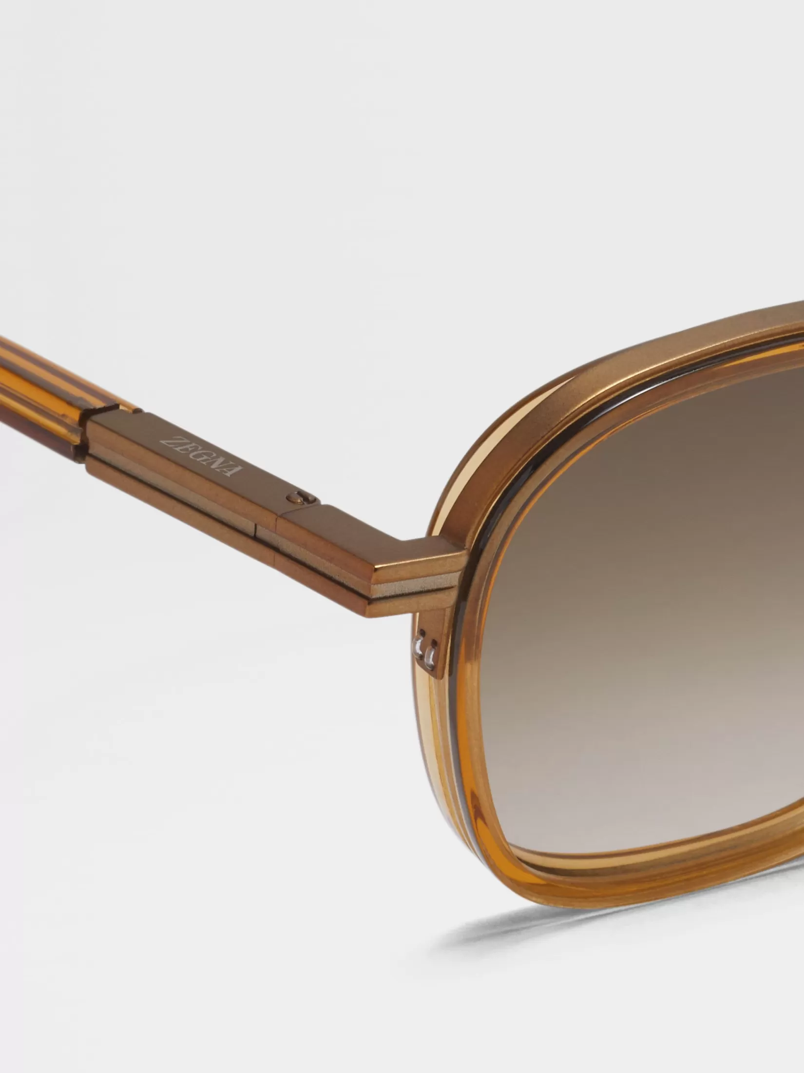 New ZEGNA Gafas de Sol Orizzonte I en Acetato y Metal Color Sirope Dorado Transparente Siropedoradotransparente