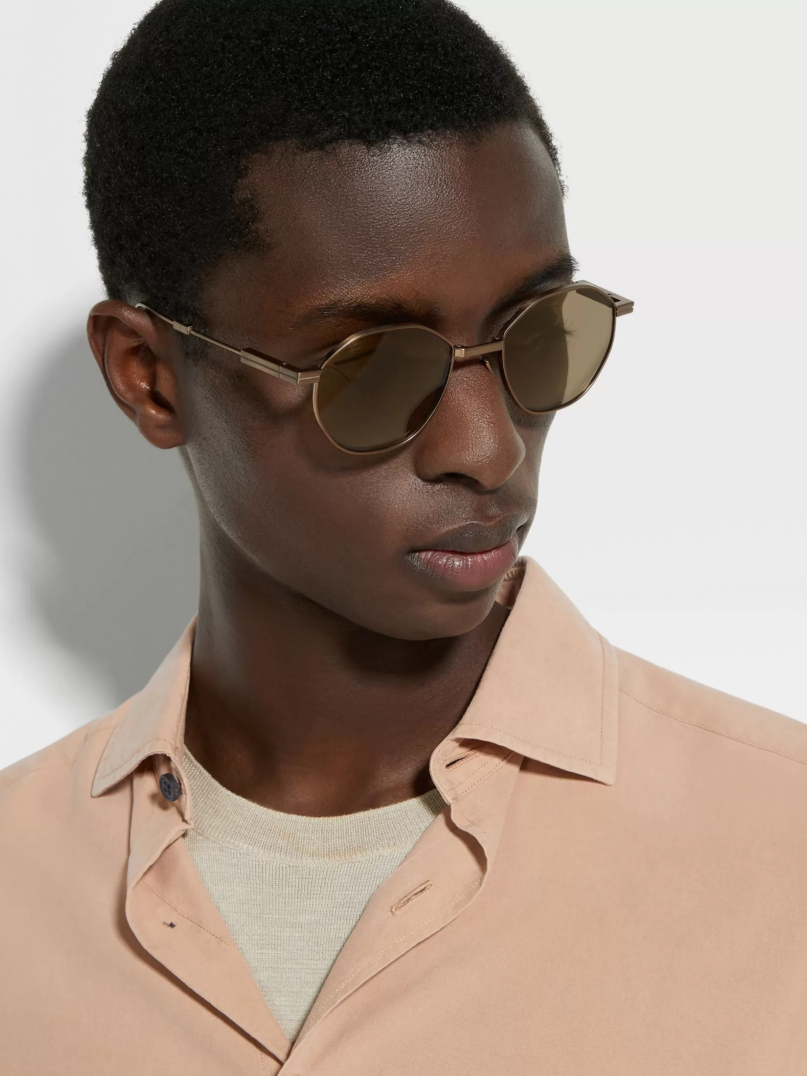 Discount ZEGNA Gafas de Sol Plegables en Titanio Color Bronce Claro Bronceclaro