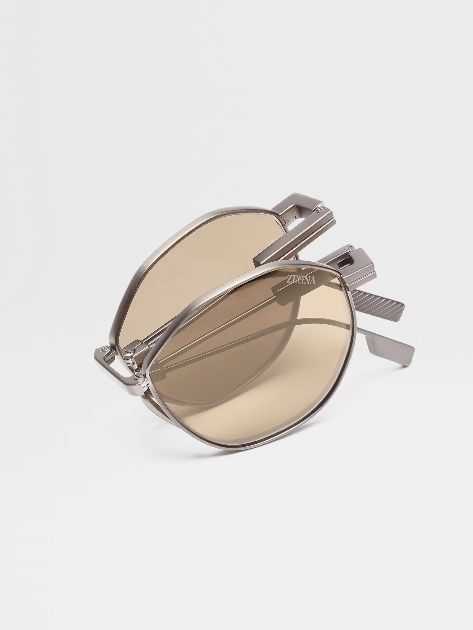 Discount ZEGNA Gafas de Sol Plegables en Titanio Color Bronce Claro Bronceclaro