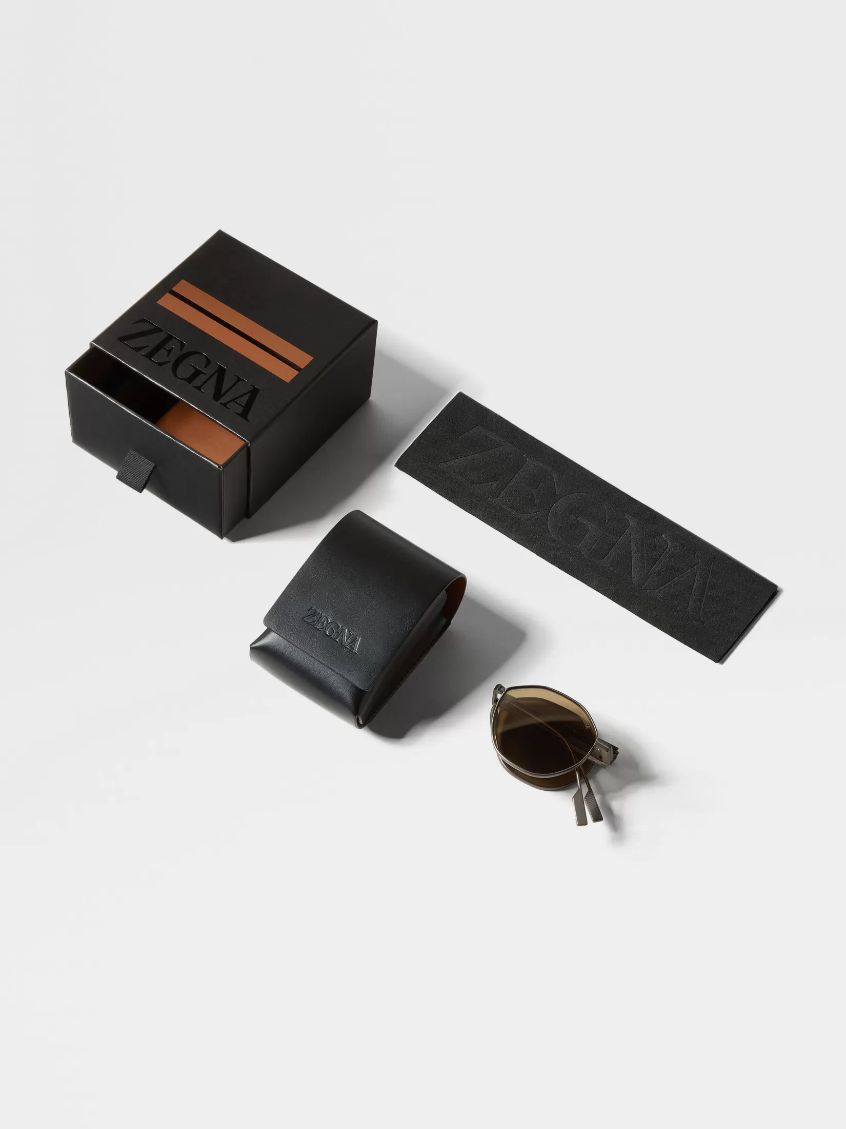 Discount ZEGNA Gafas de Sol Plegables en Titanio Color Bronce Claro Bronceclaro