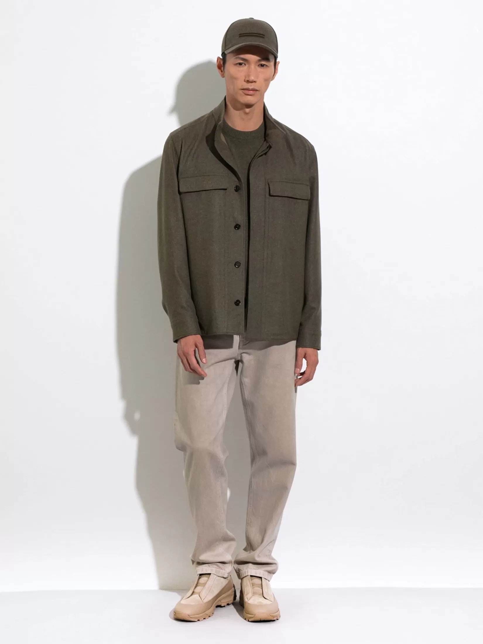 Sale ZEGNA Gorra de Béisbol en Oasi Cashmere Color Verde Militar Jaspeado Verdemilitarjaspeado