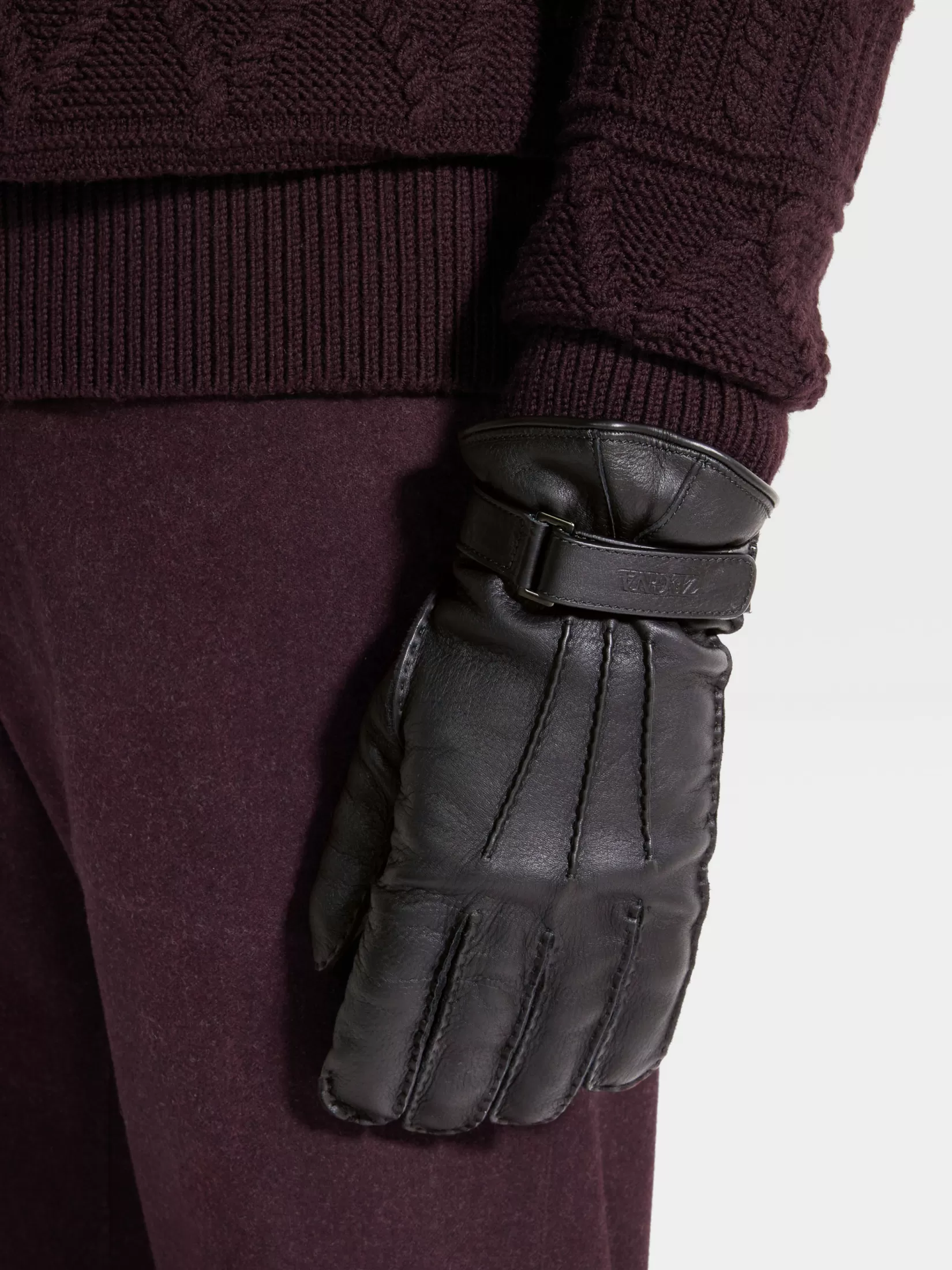 Flash Sale ZEGNA Guantes en Piel de Ciervo Color Negro