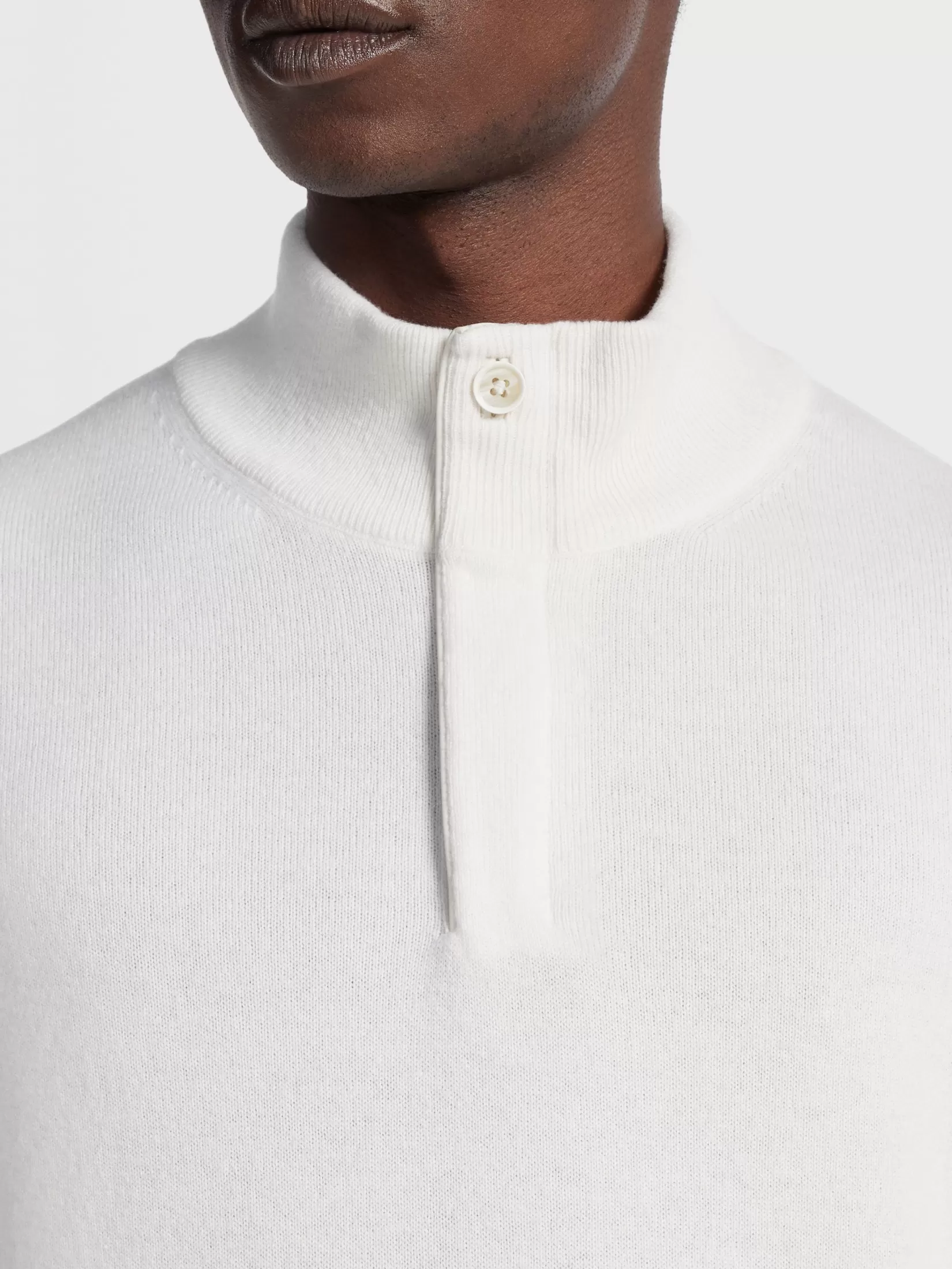 Hot ZEGNA Jersey con Cuello de Chimenea y Cremallera en Oasi Cashmere Color Blanco Mixto Blancomixto