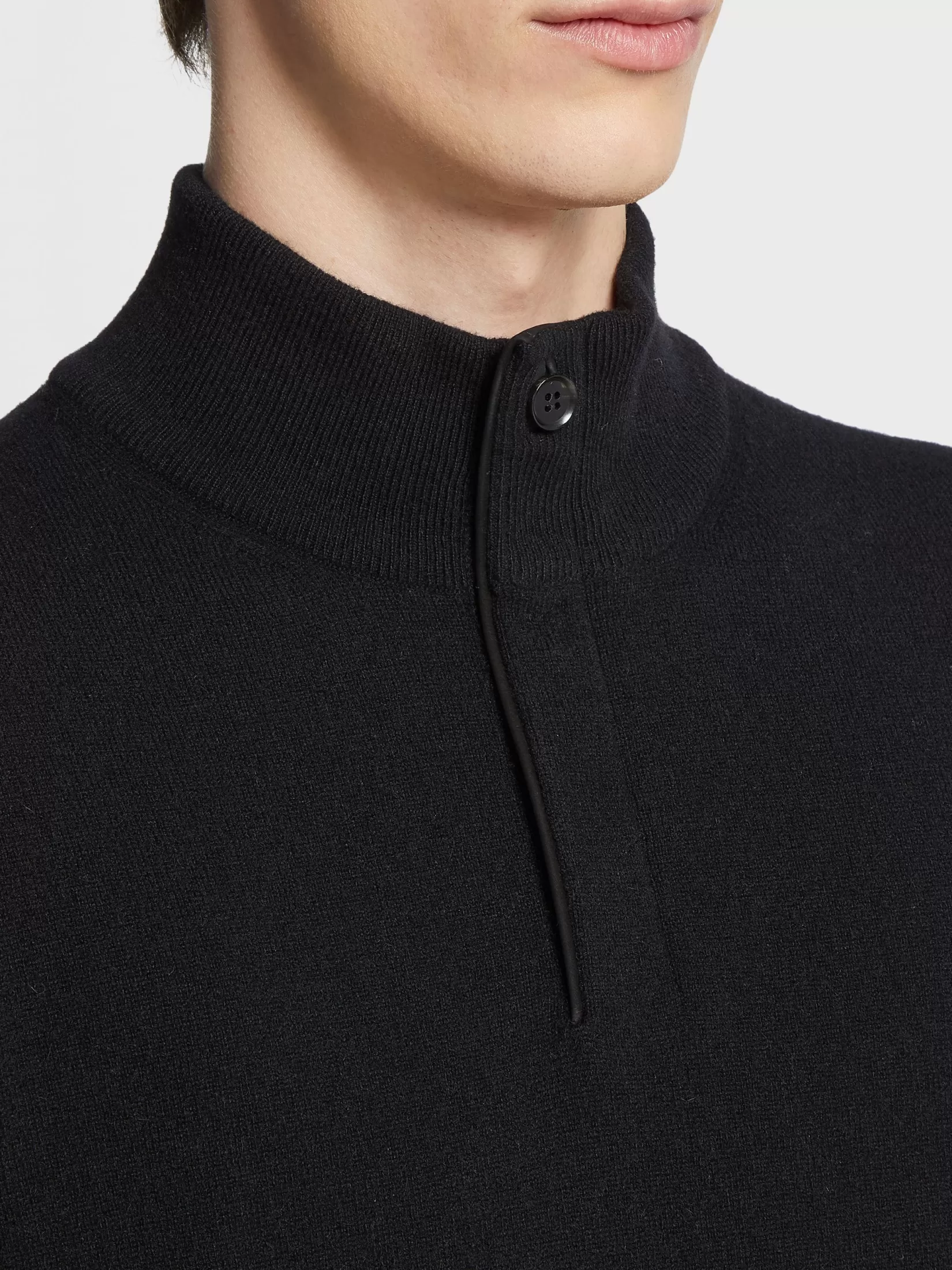 Store ZEGNA Jersey con Cuello de Chimenea y Cremallera en Oasi Cashmere Color Negro