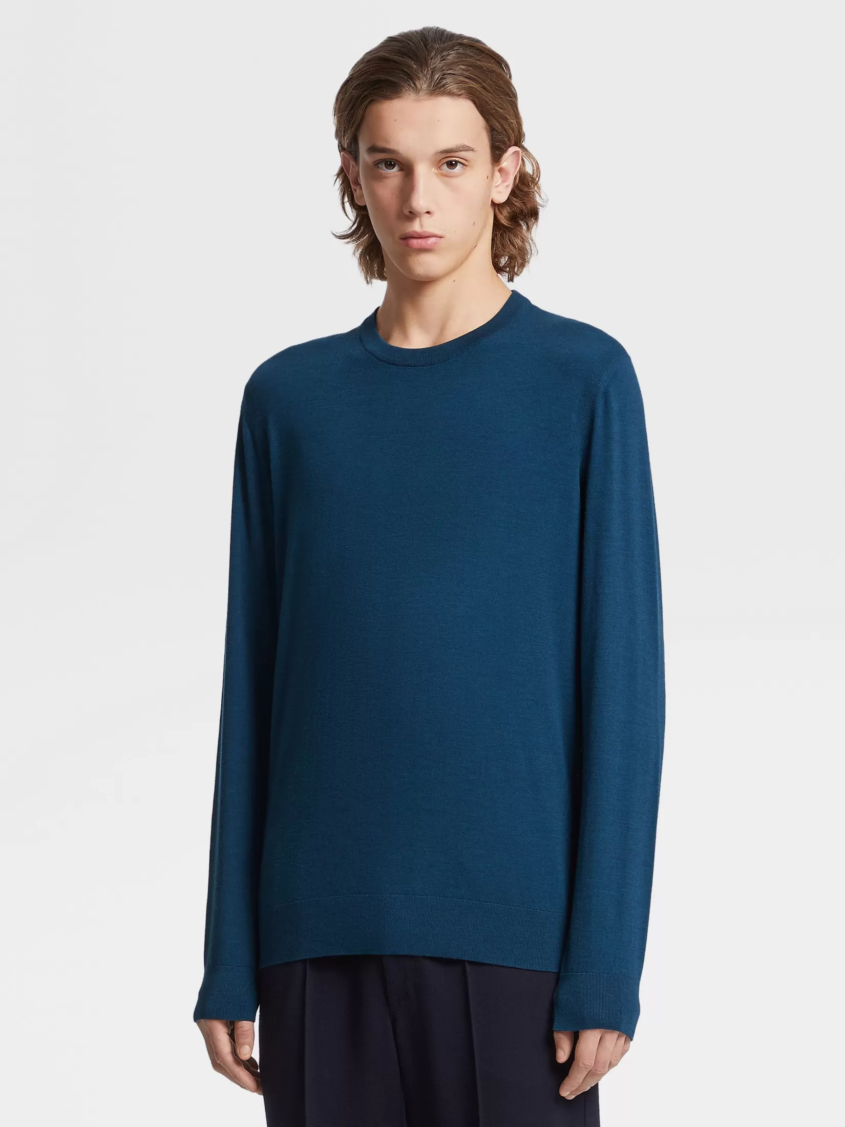 Discount ZEGNA Jersey de Cuello Redondo de Lana 12milmil12 Verde Azulado Verdeazulado