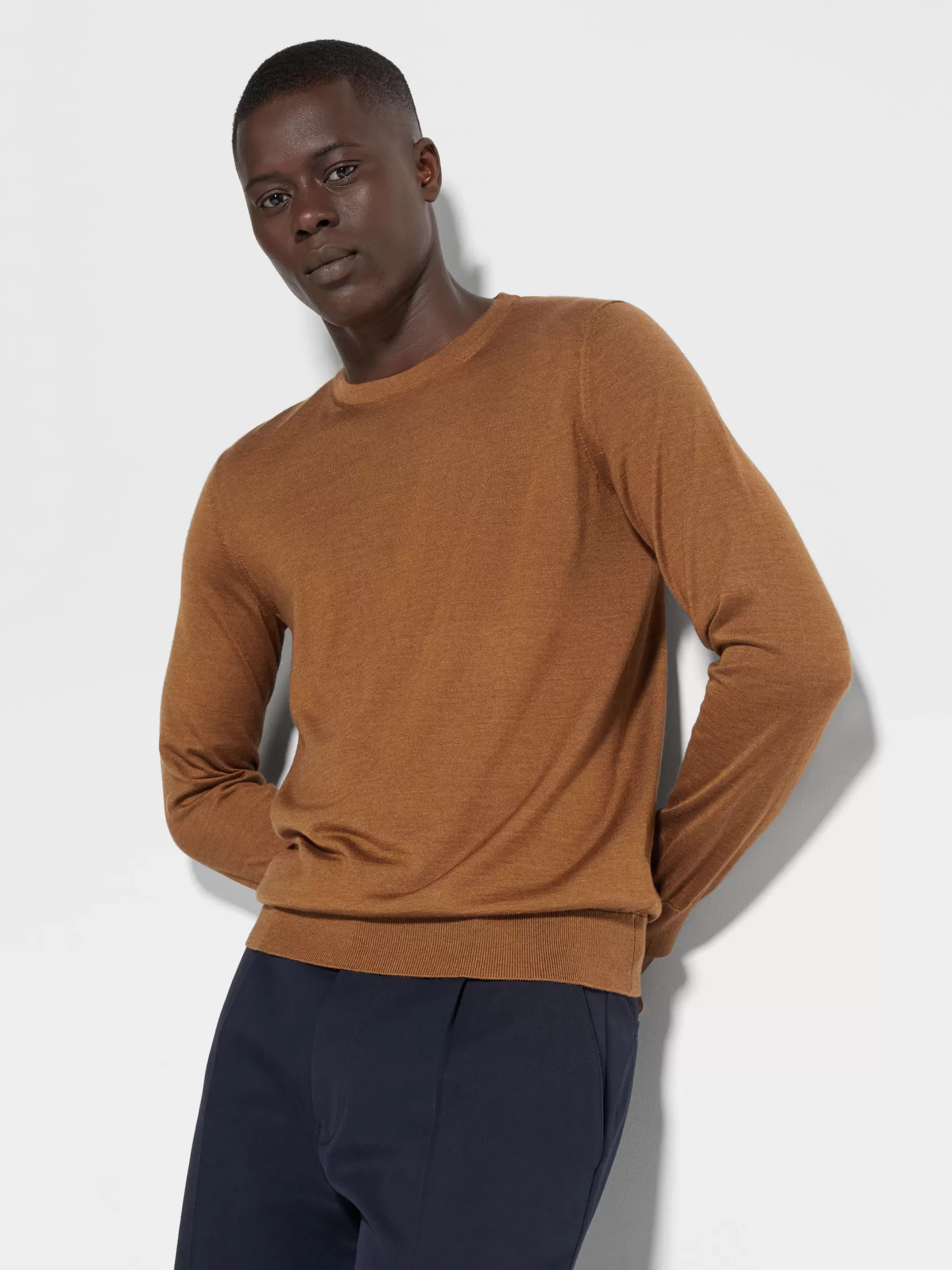 Cheap ZEGNA Jersey de Cuello Redondo en Cashseta Color Foliage Oscuro Mixto Foliageoscuromixto