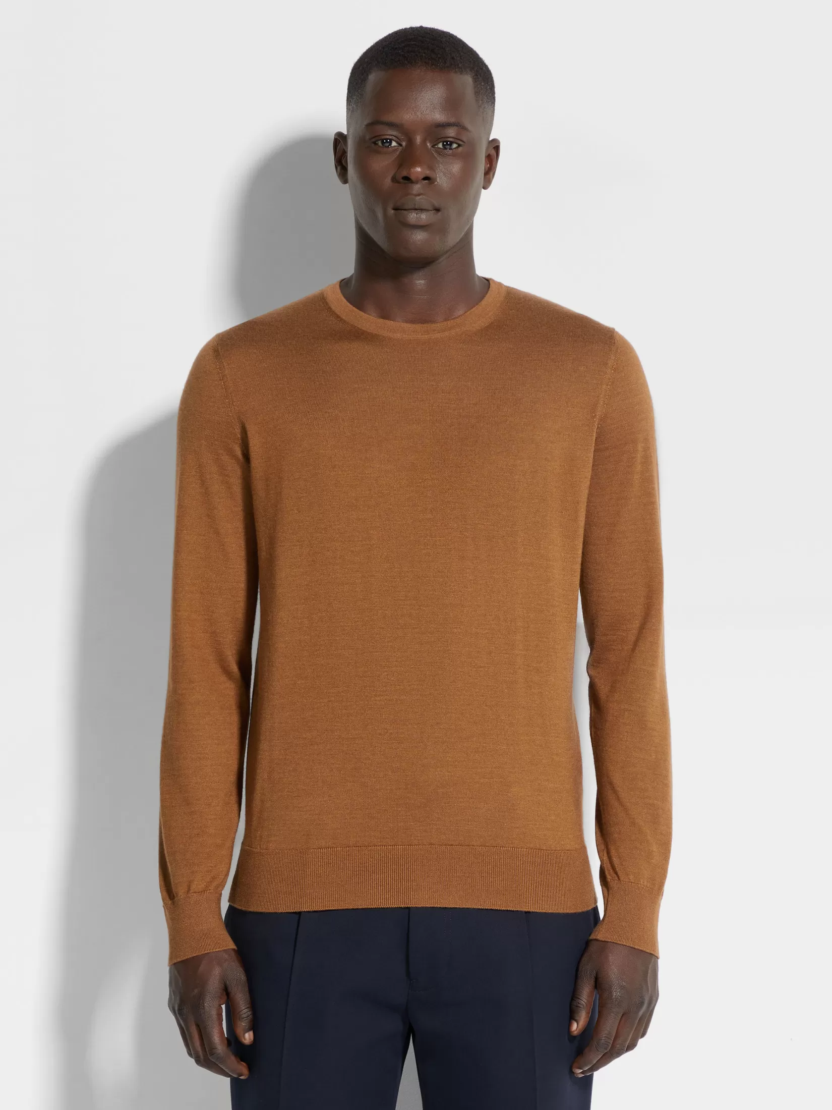 Cheap ZEGNA Jersey de Cuello Redondo en Cashseta Color Foliage Oscuro Mixto Foliageoscuromixto