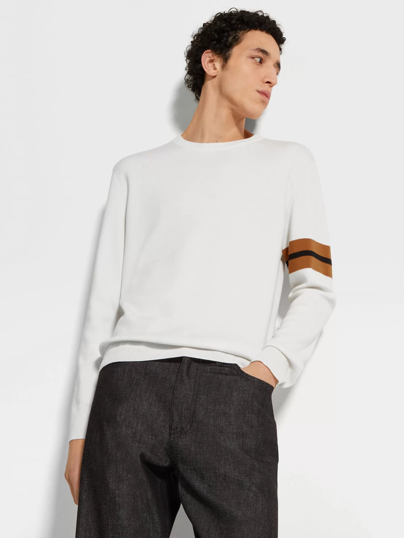 New ZEGNA Jersey de Cuello Redondo en Lana High Performance™ Color Blanco