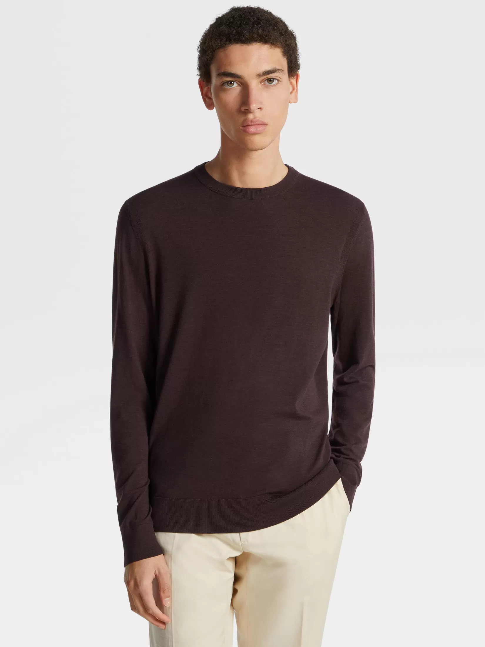 Clearance ZEGNA Jersey de Cuello Redondo en Lana 12milmil12 Color Vino