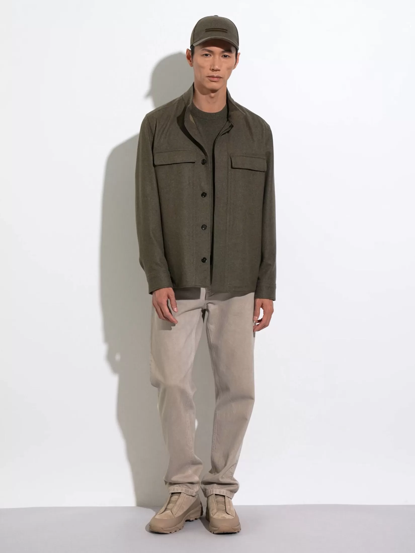 Flash Sale ZEGNA Jersey de Cuello Redondo en Oasi Cashmere Color Verde Militar Jaspeado Verdemilitarjaspeado
