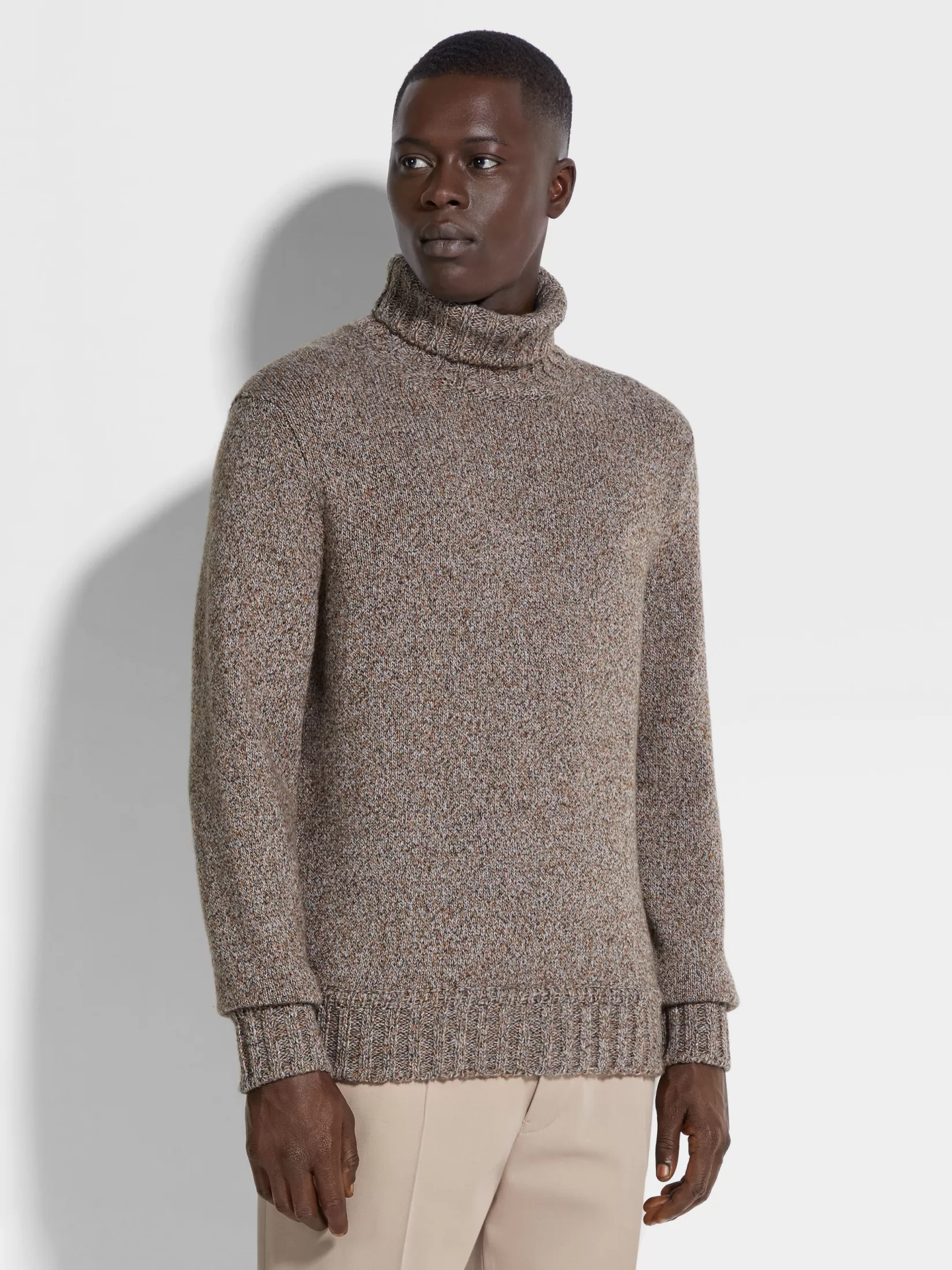 Best ZEGNA Jersey de Cuello Vuelto en Oasi Cashmere Color Foliage Oscuro y Pardo Foliageoscuro/Grispardo