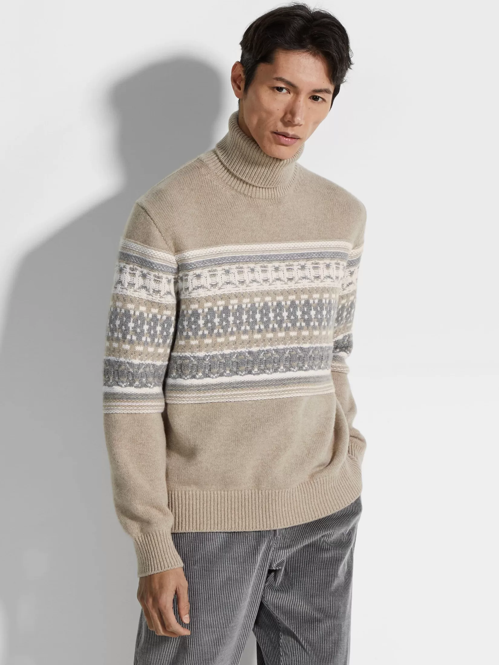 Discount ZEGNA Jersey de Cuello Vuelto en Oasi Cashmere Gris Pardo Claro Grispardoclaro