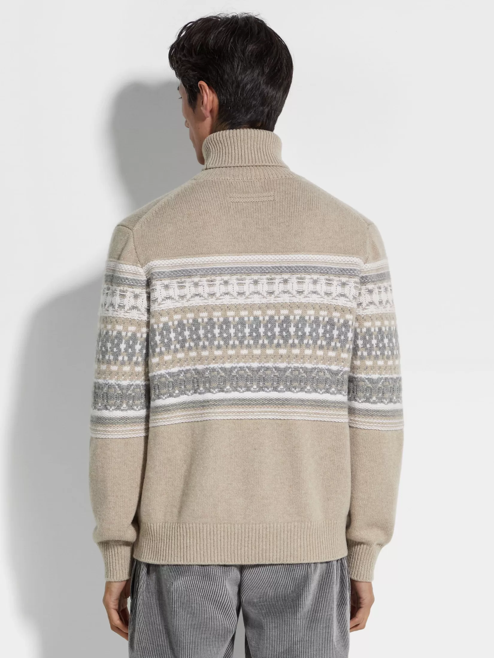 Discount ZEGNA Jersey de Cuello Vuelto en Oasi Cashmere Gris Pardo Claro Grispardoclaro