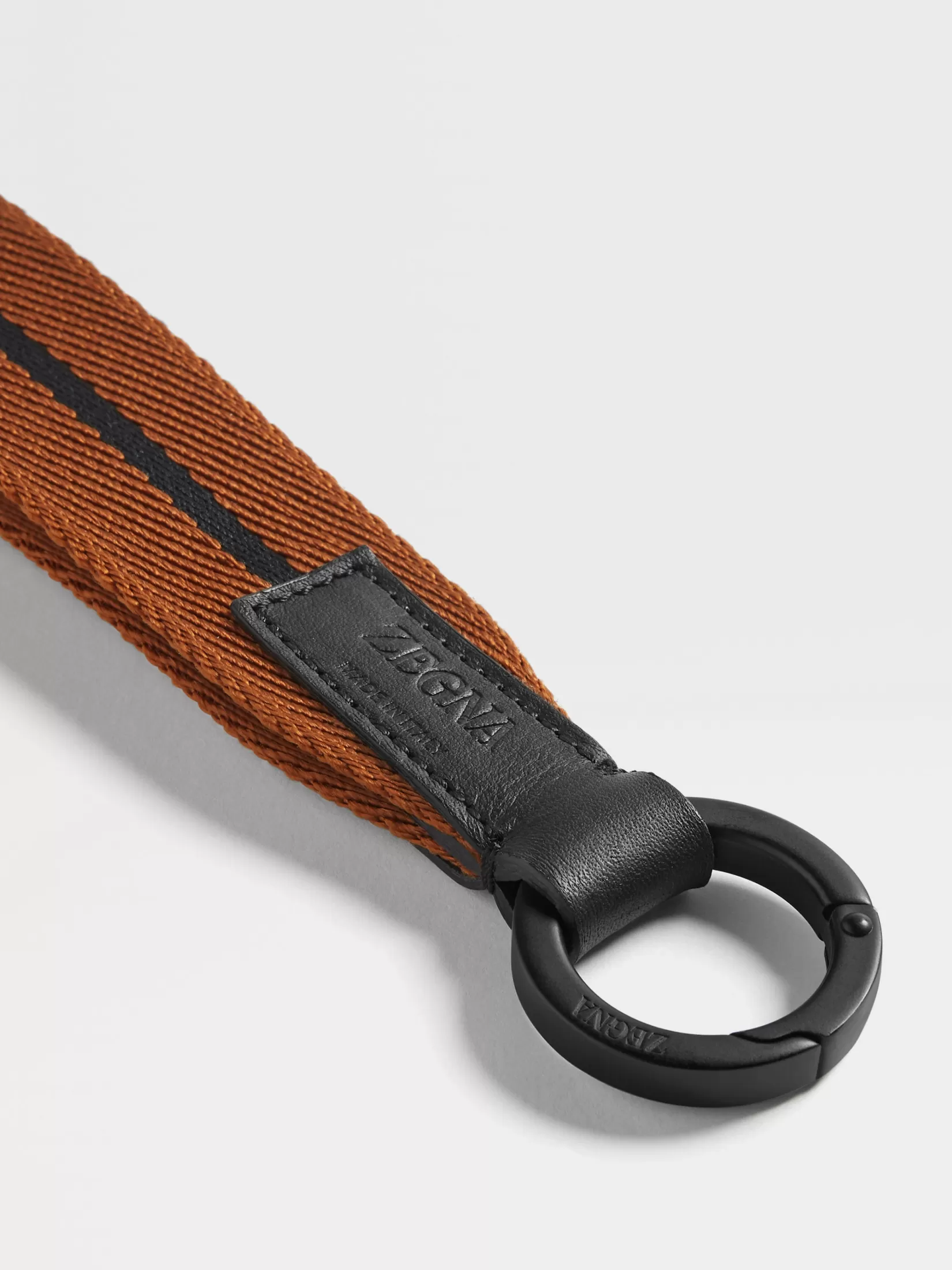 Online ZEGNA Llavero de Redecilla en Negro y Color Foliage Foliage/Negro