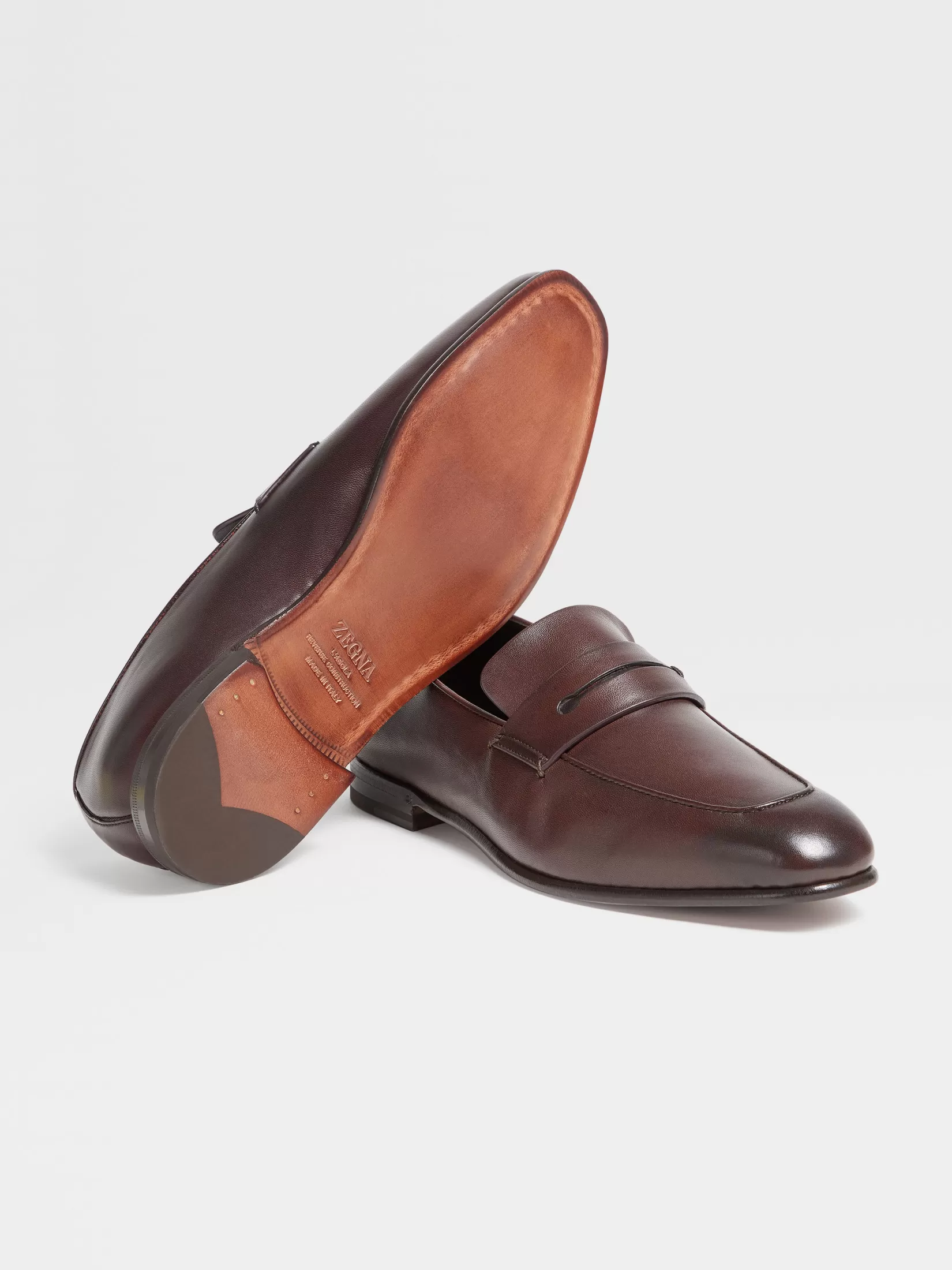 Shop ZEGNA Mocasines L'Asola en Piel de Color Marrón Oscuro Marrónoscuro